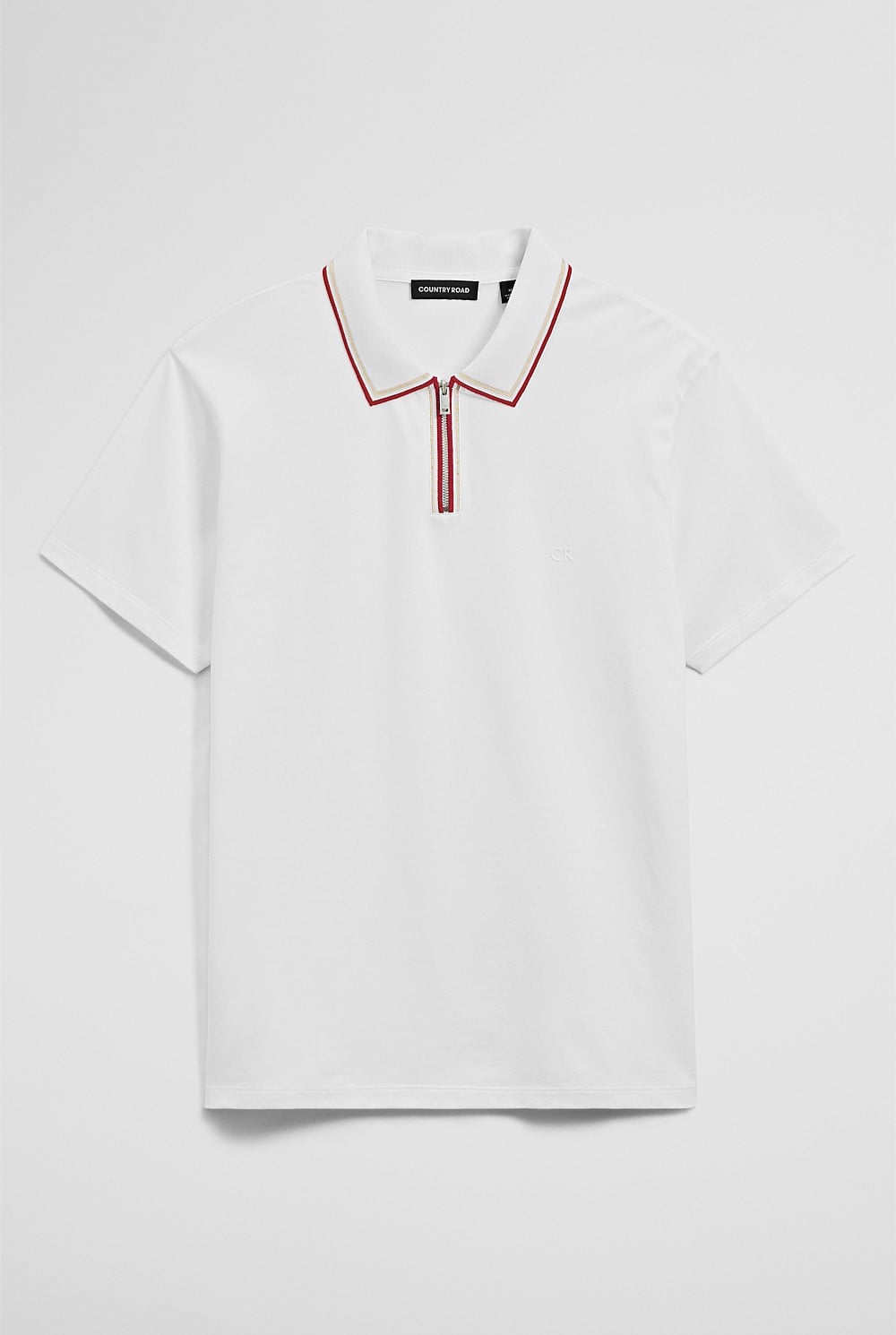Short Sleeve Tipped Zip Polo
