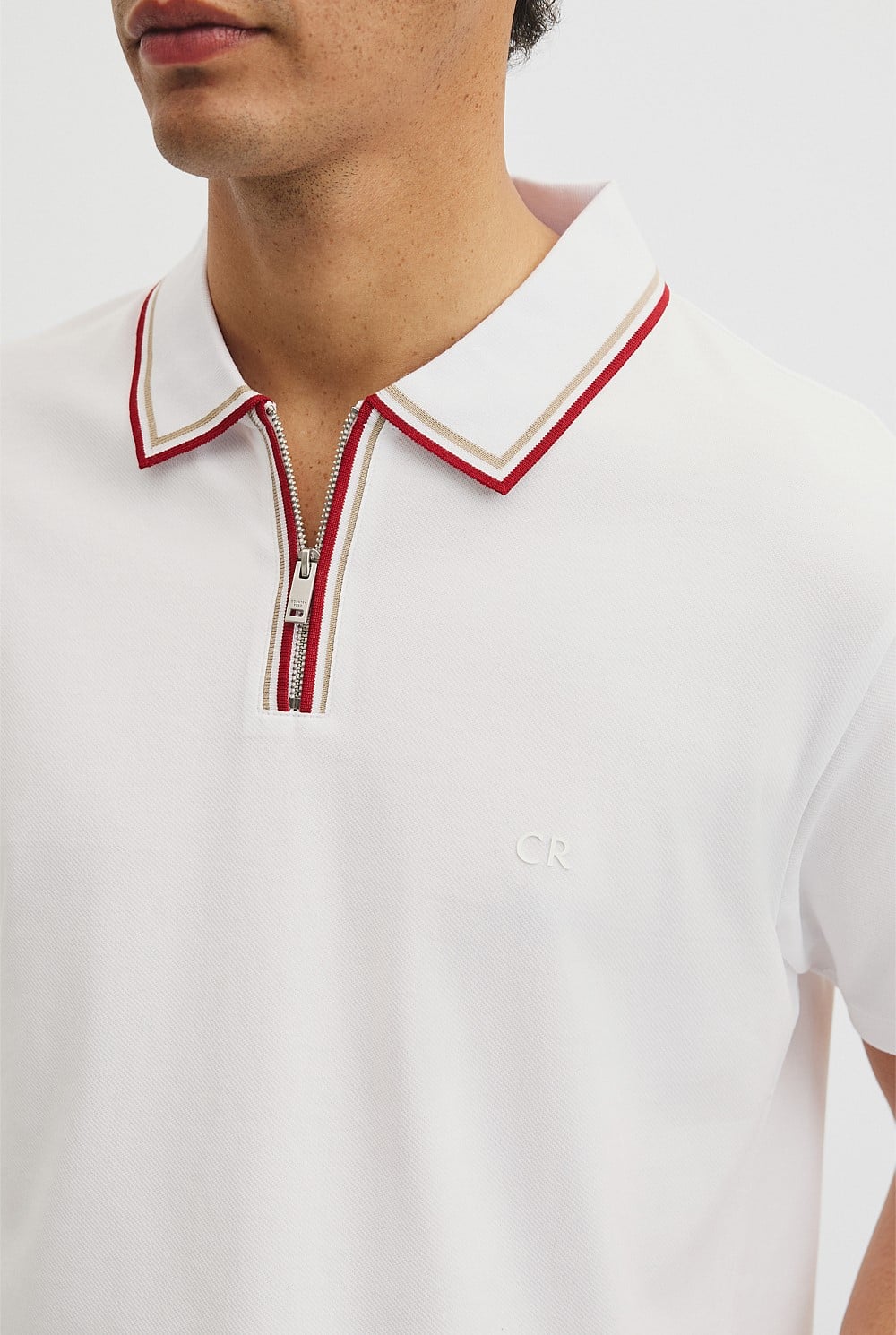 Short Sleeve Tipped Zip Polo
