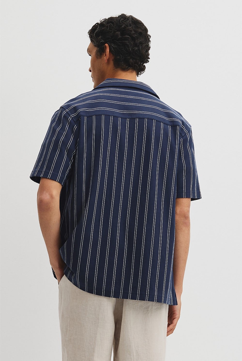 Textured Stripe Cuban Shirt