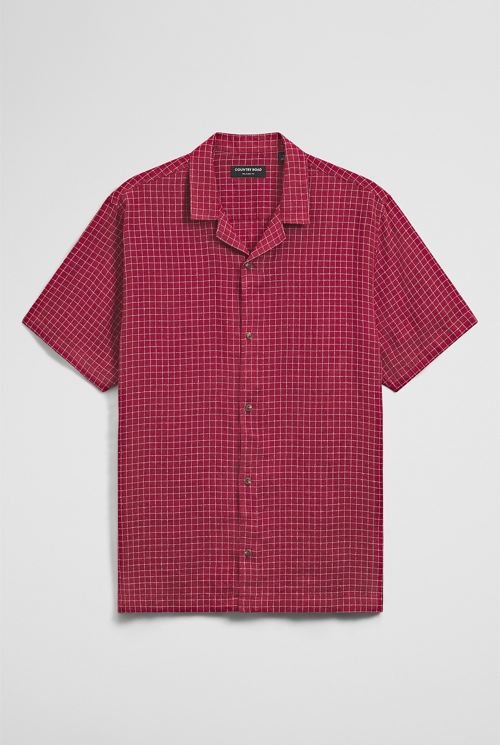 Relaxed Fit Short Sleeve Linen Blend Check Shirt