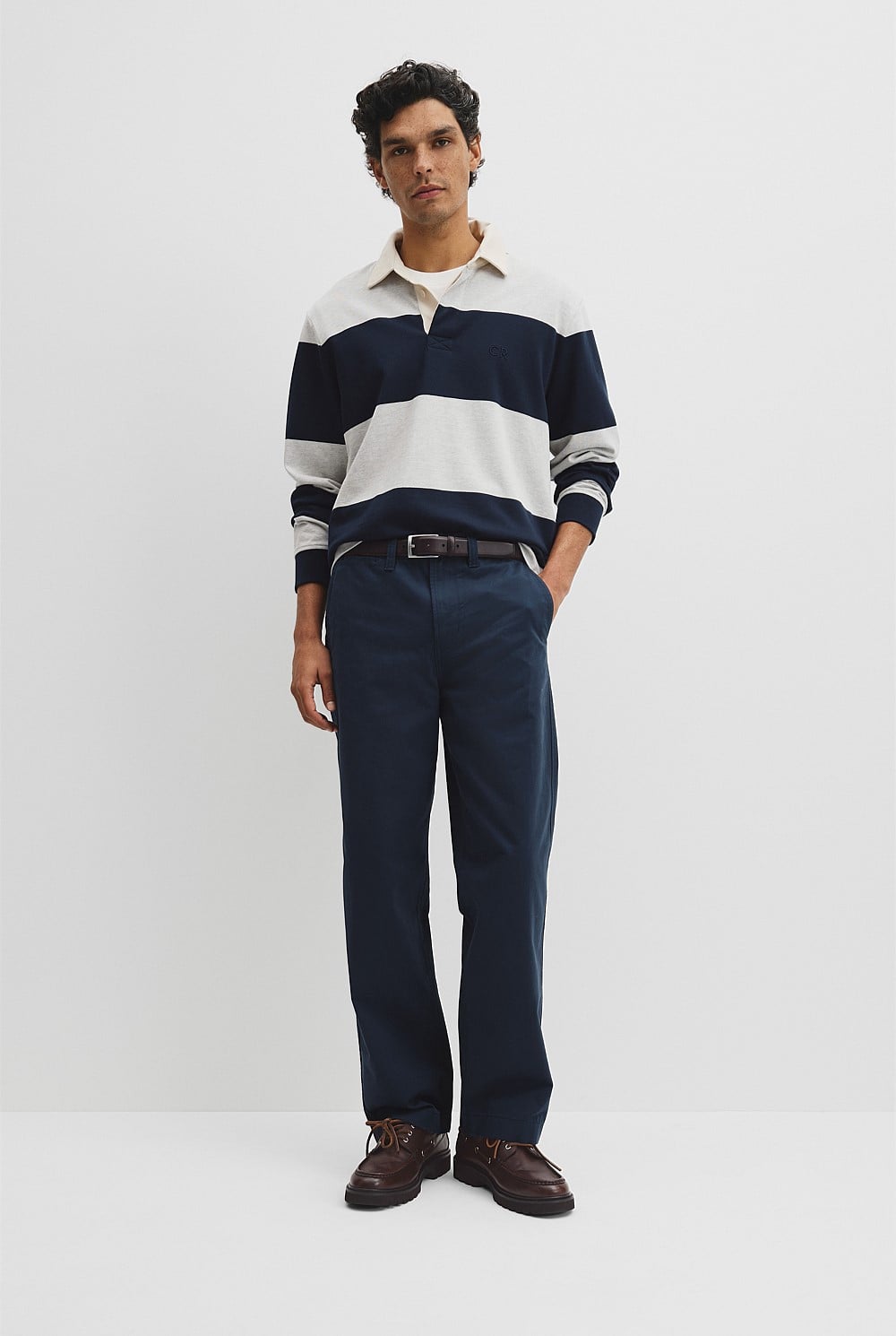 Long Sleeve Stripe Rugby Polo