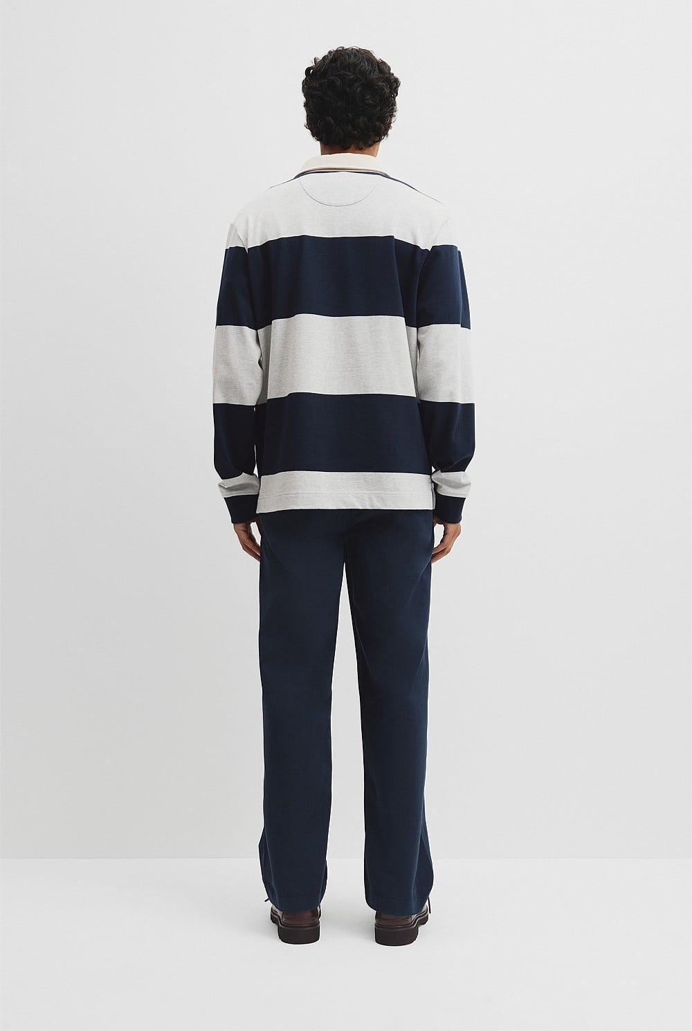 Long Sleeve Stripe Rugby Polo