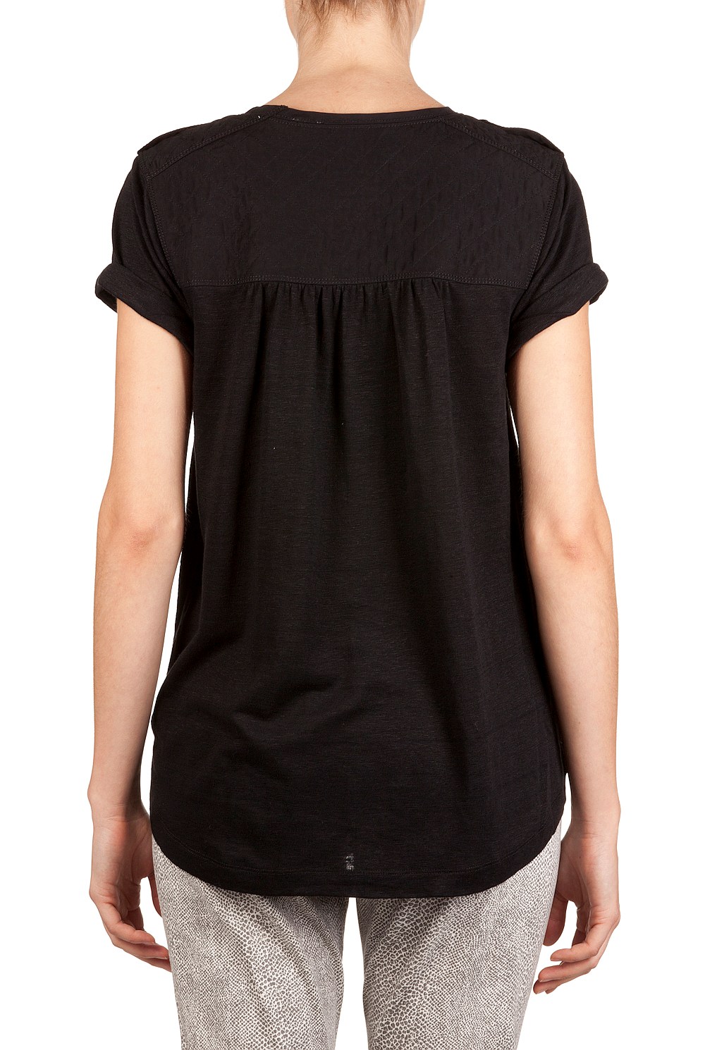 Woven Trim Epaulette T-Shirt