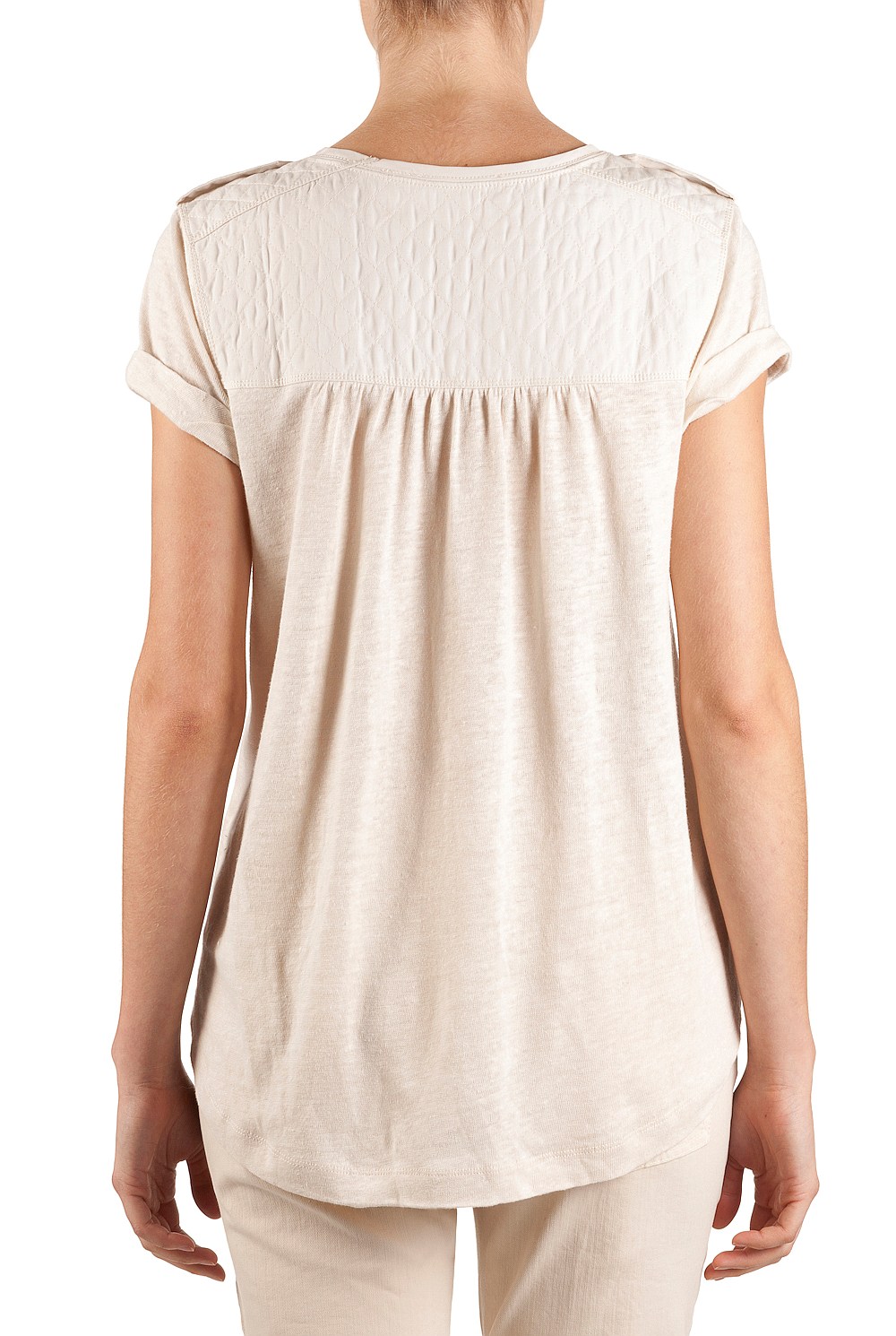Woven Trim Epaulette T-Shirt