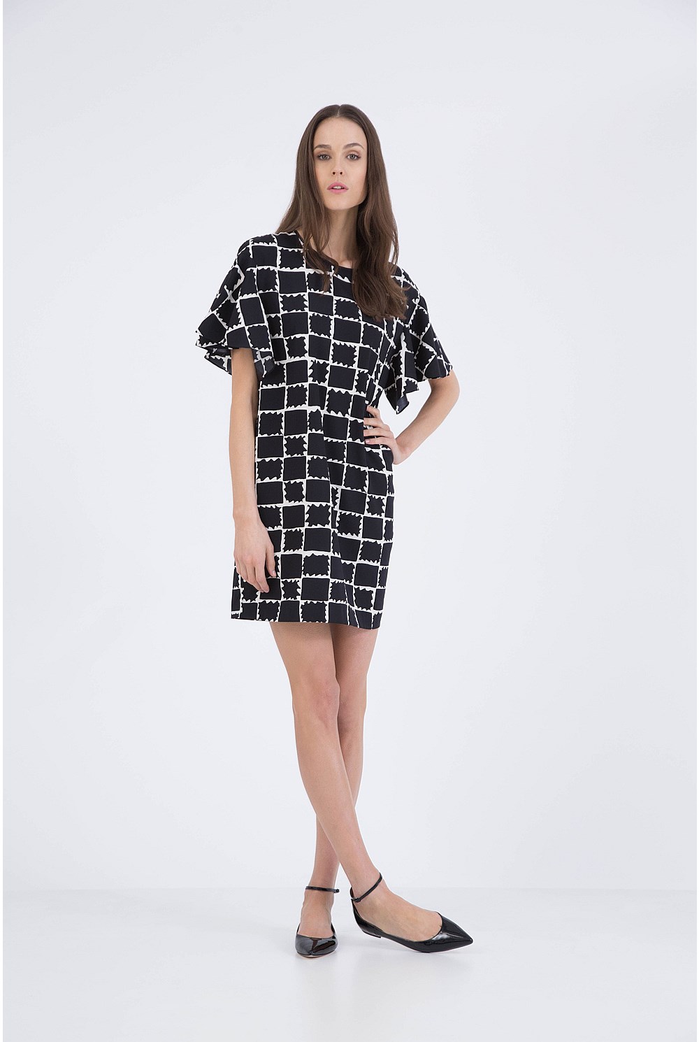Square Print Shift Dress
