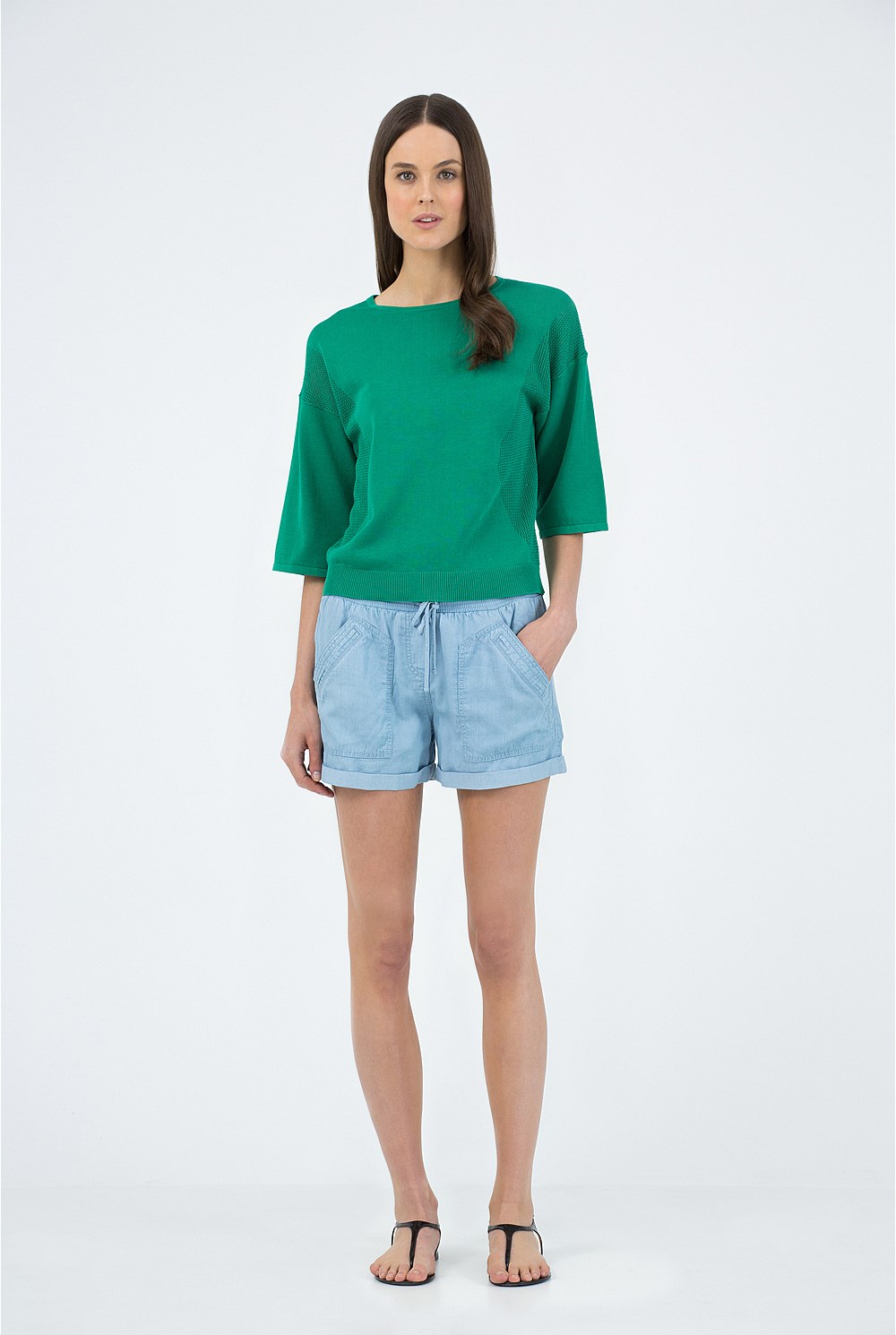 Mesh Kimono Sleeve Knit