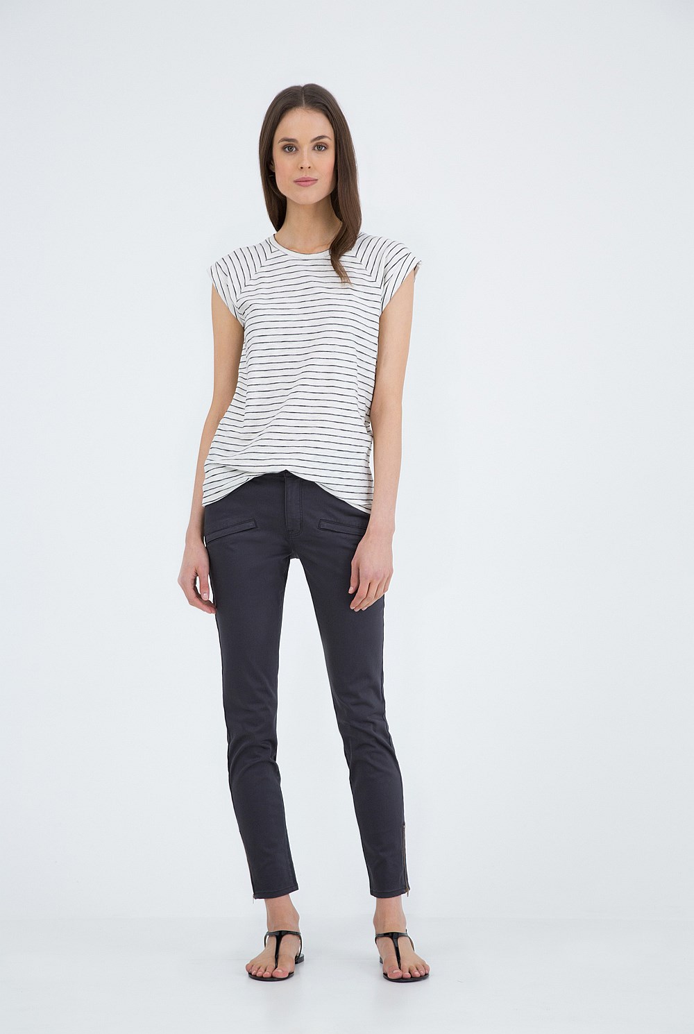 Crop Zip Detail Sateen Jean
