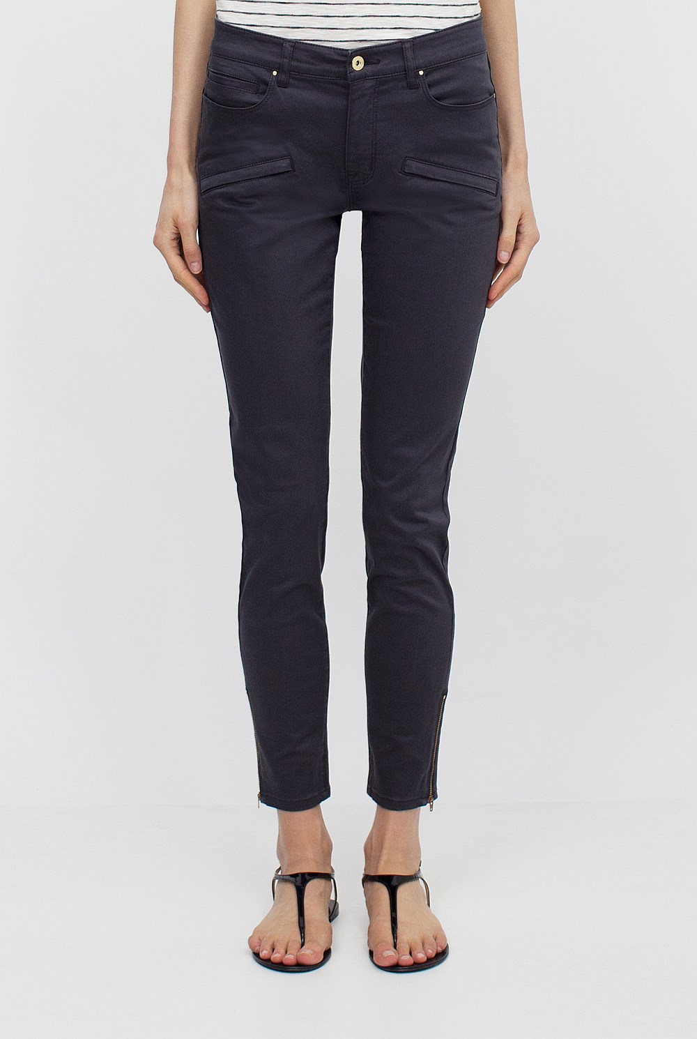 Crop Zip Detail Sateen Jean