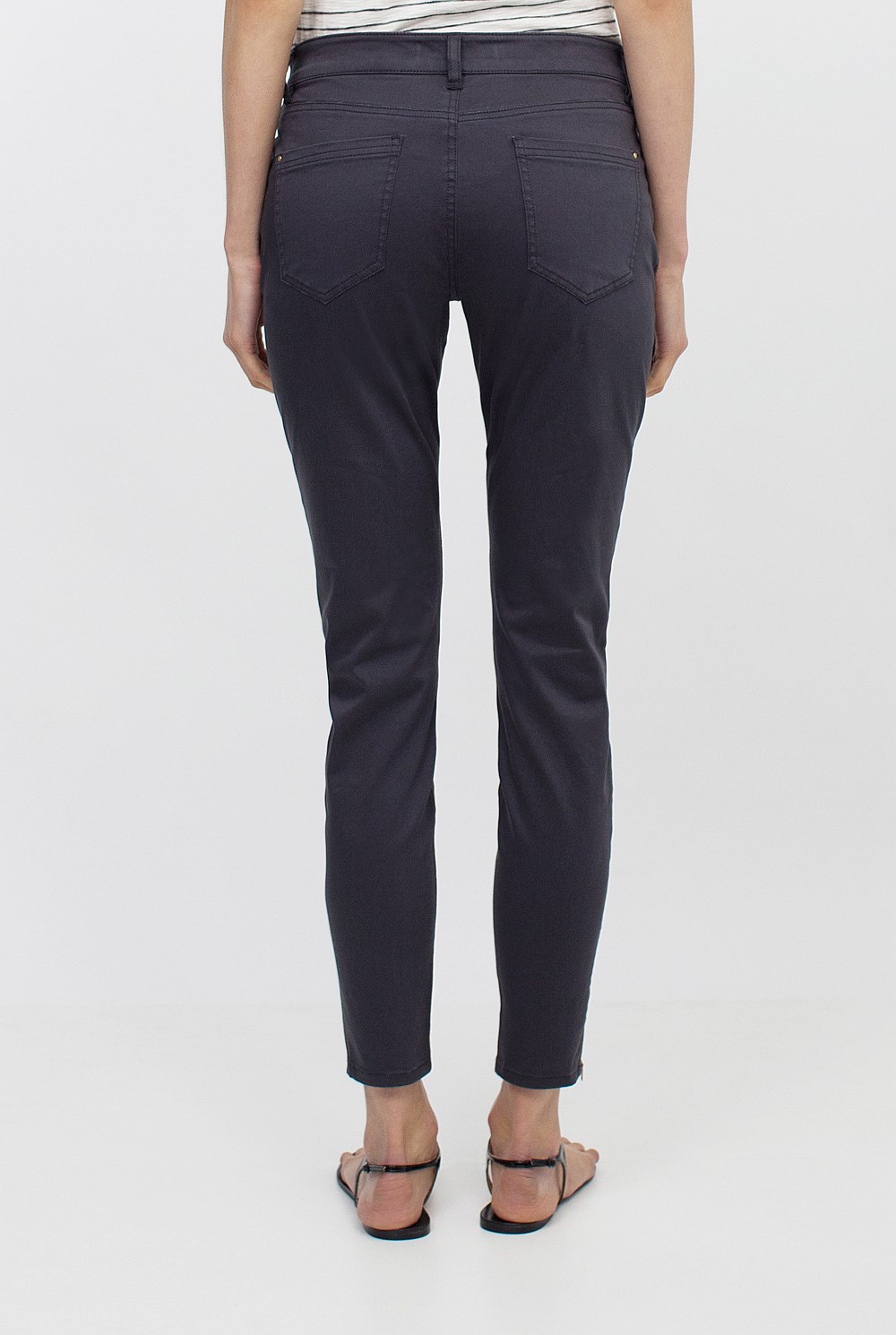 Crop Zip Detail Sateen Jean