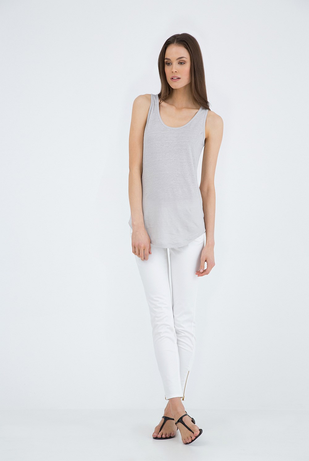 Crop Zip Detail Sateen Jean