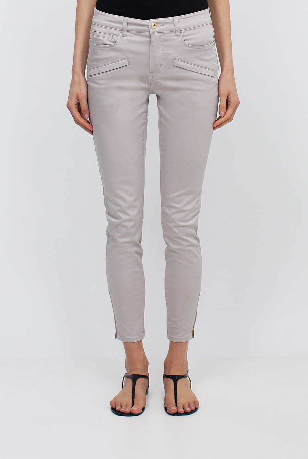 Crop Zip Detail Sateen Jean