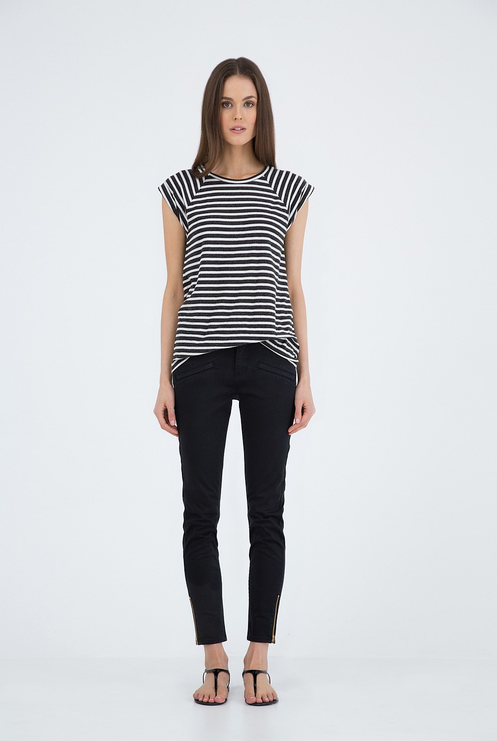 Crop Zip Detail Sateen Jean