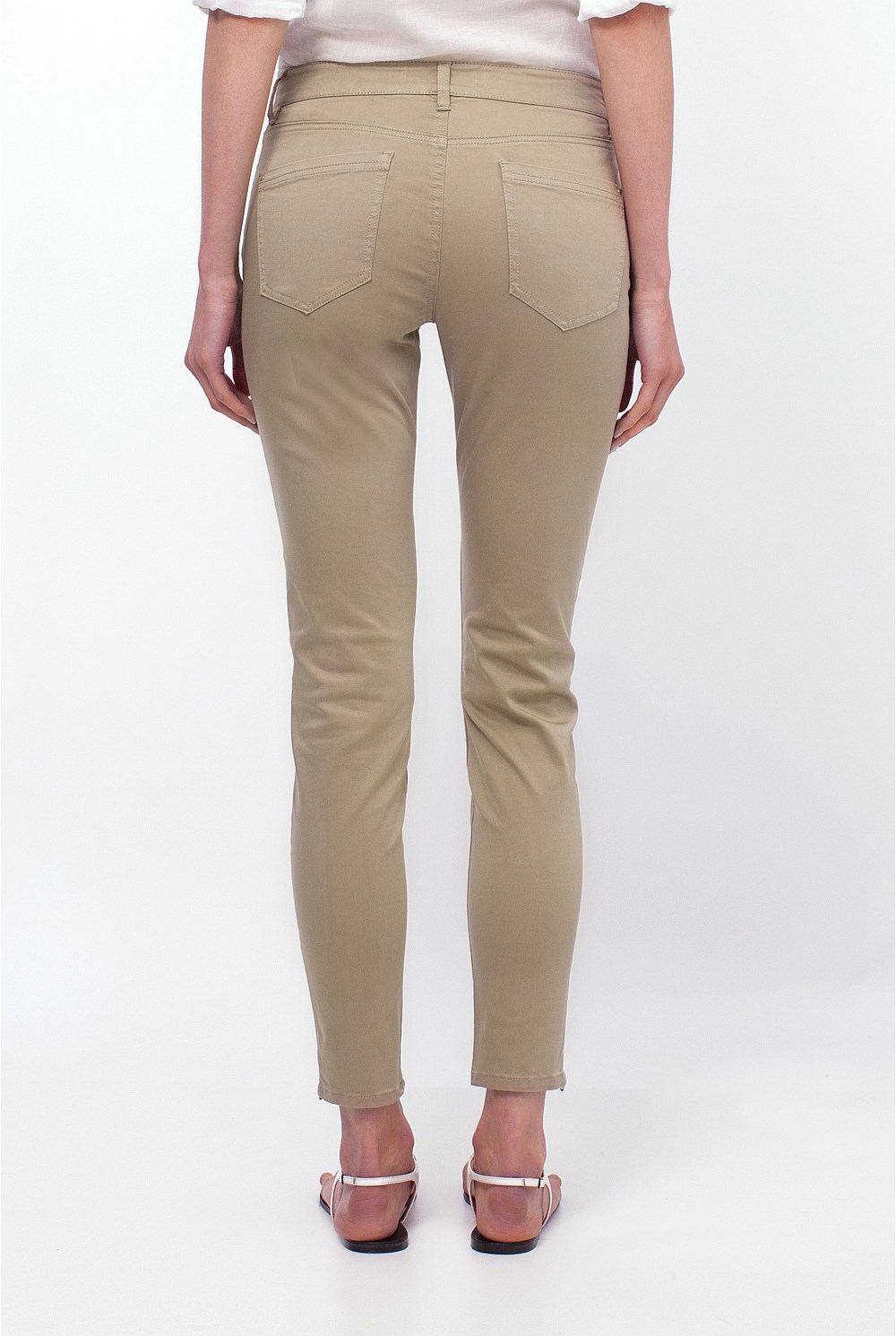 Crop Zip Detail Sateen Jean