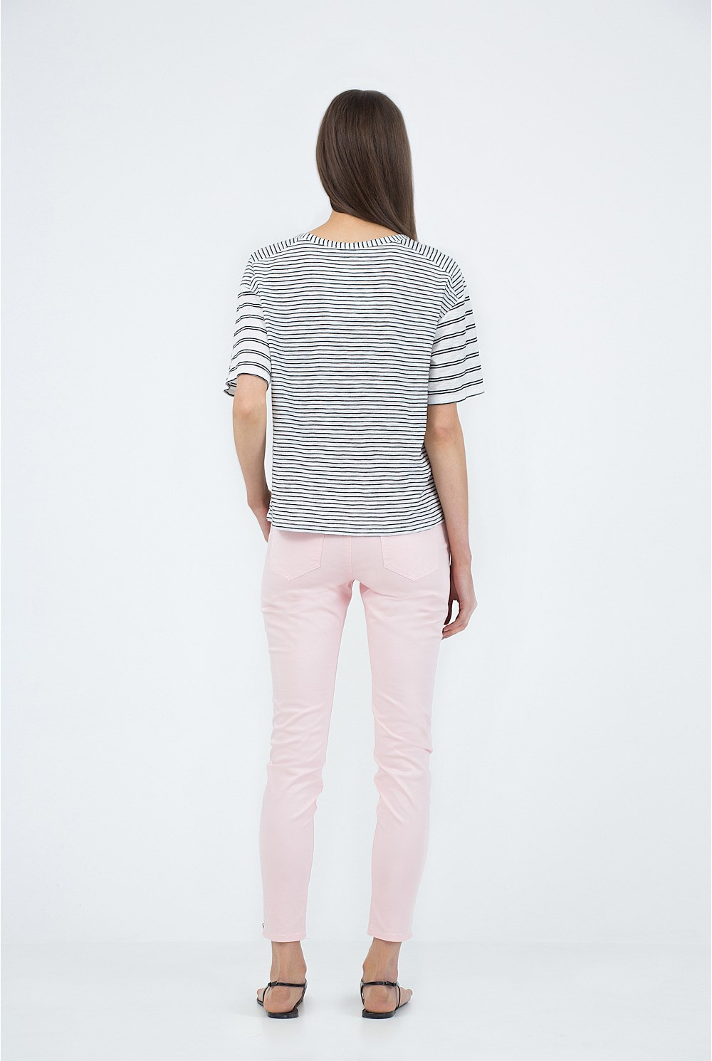 Crop Zip Detail Sateen Jean