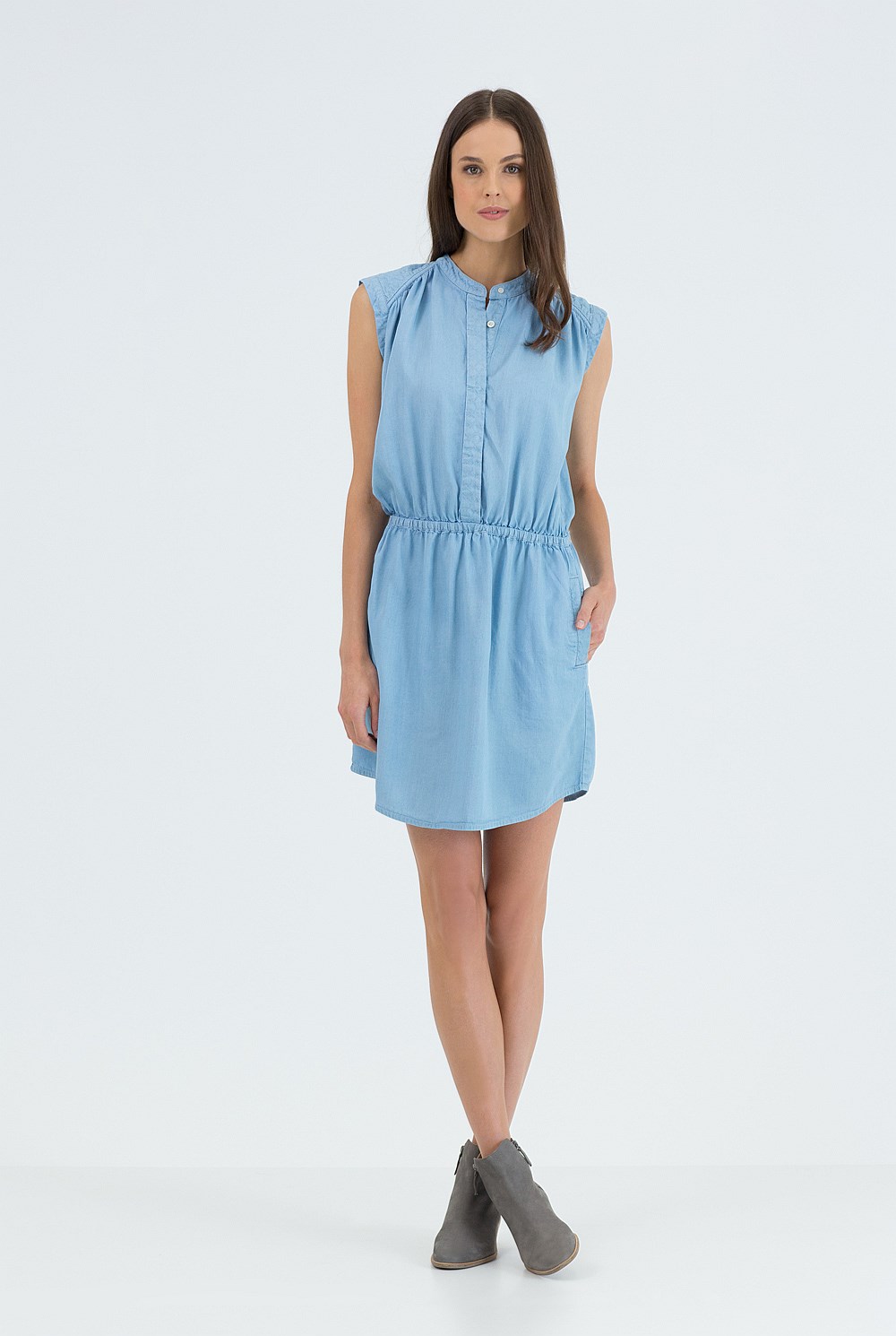 Chambray Quilted Dress