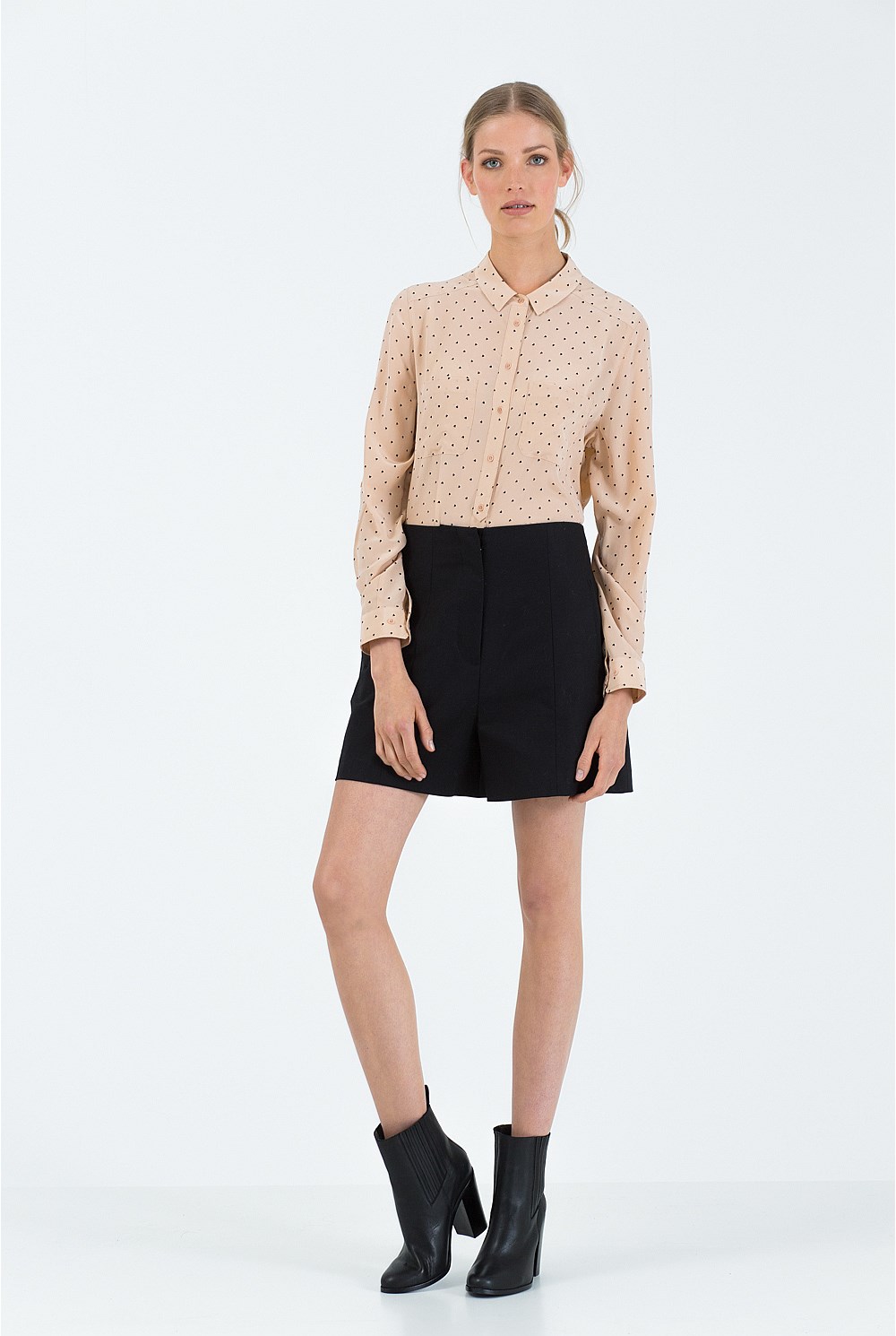 Heart Print Silk Shirt