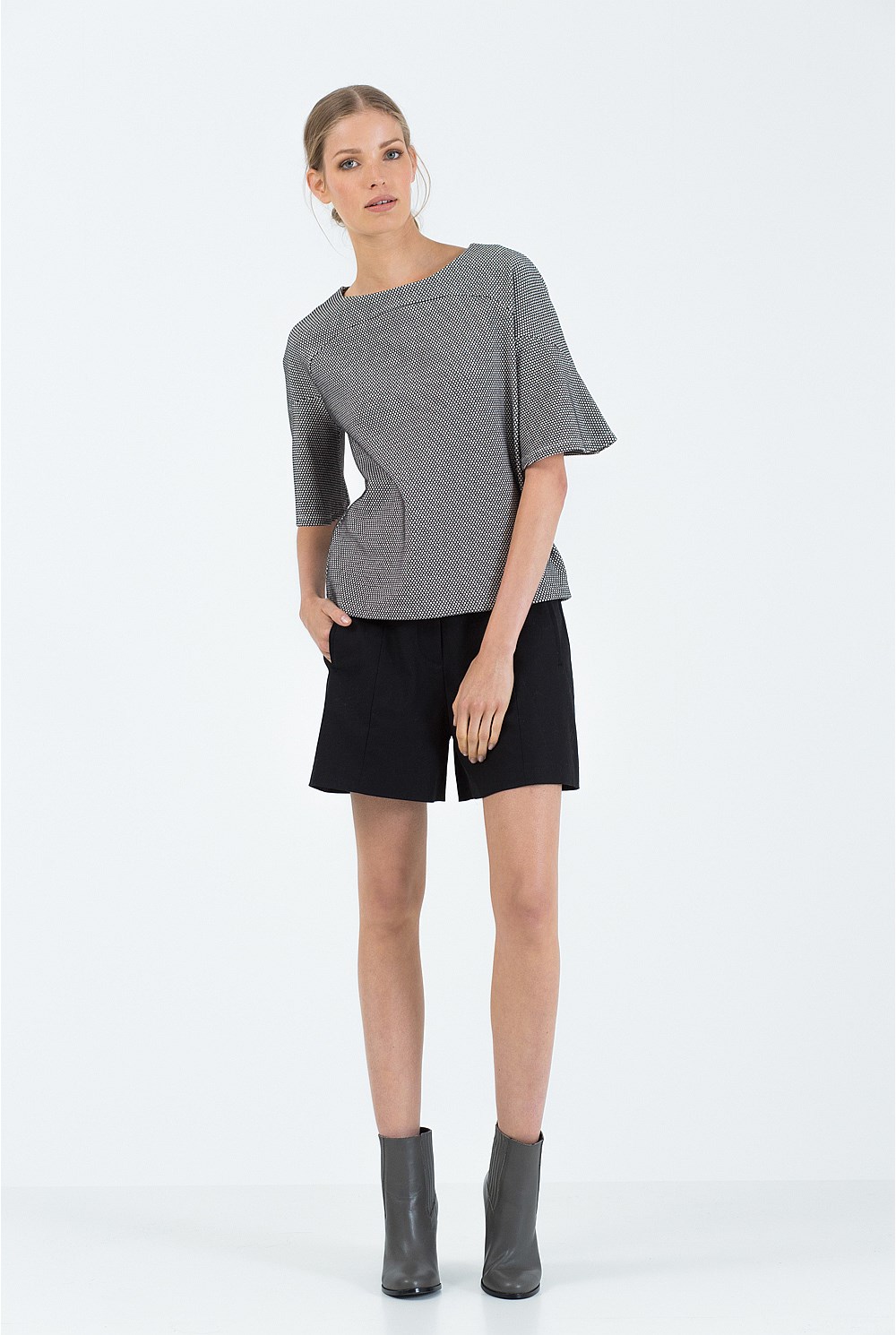 Jacquard Bell Sleeve T-Shirt
