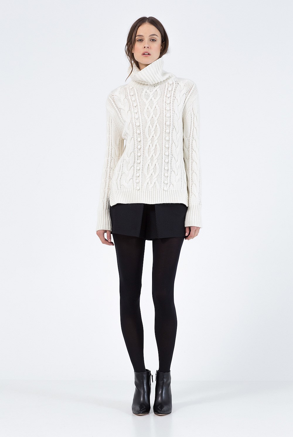 Cable Roll Neck Knit