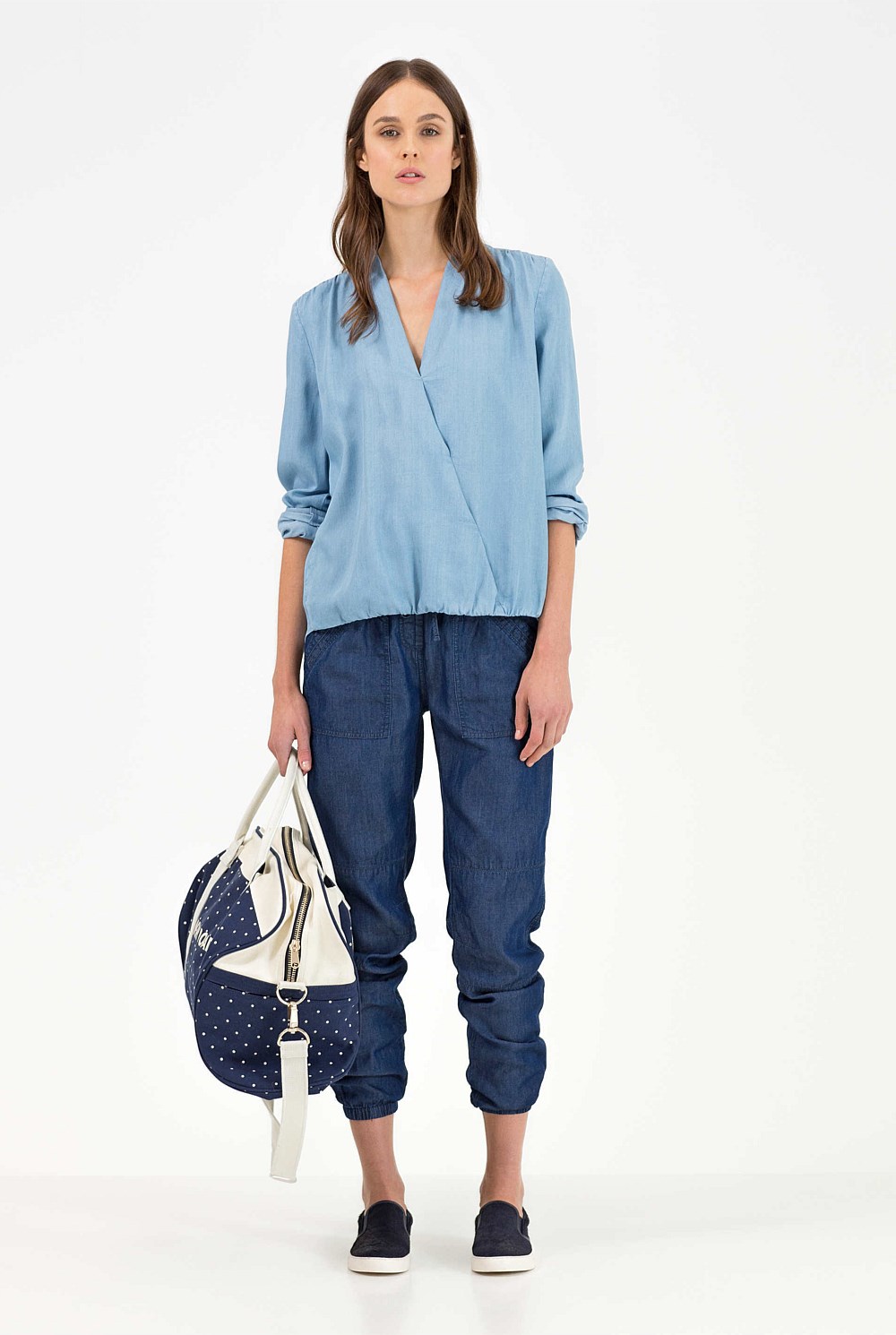 Pin Dot Stripe Logo Tote