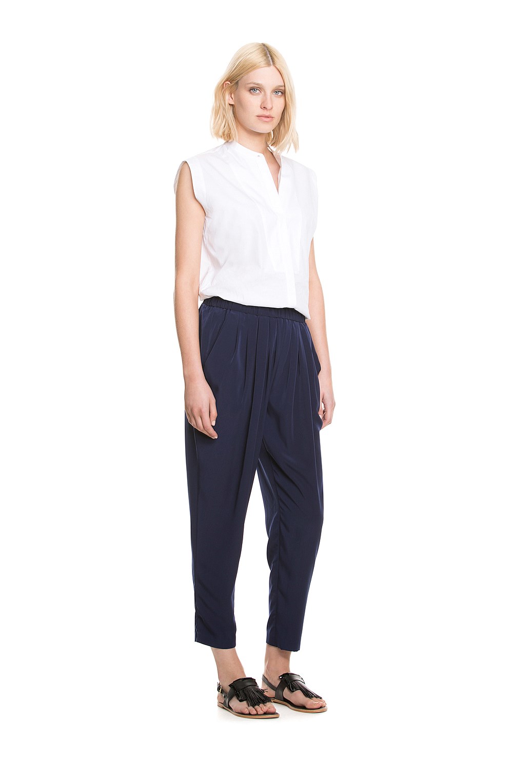 Pleat Front Drape Pant