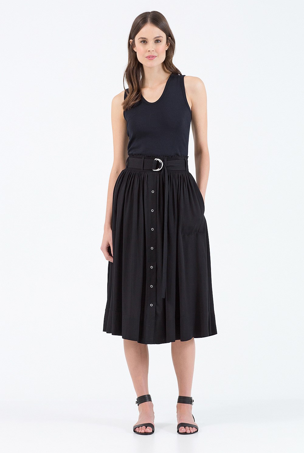 Snap Through Midi Skirt