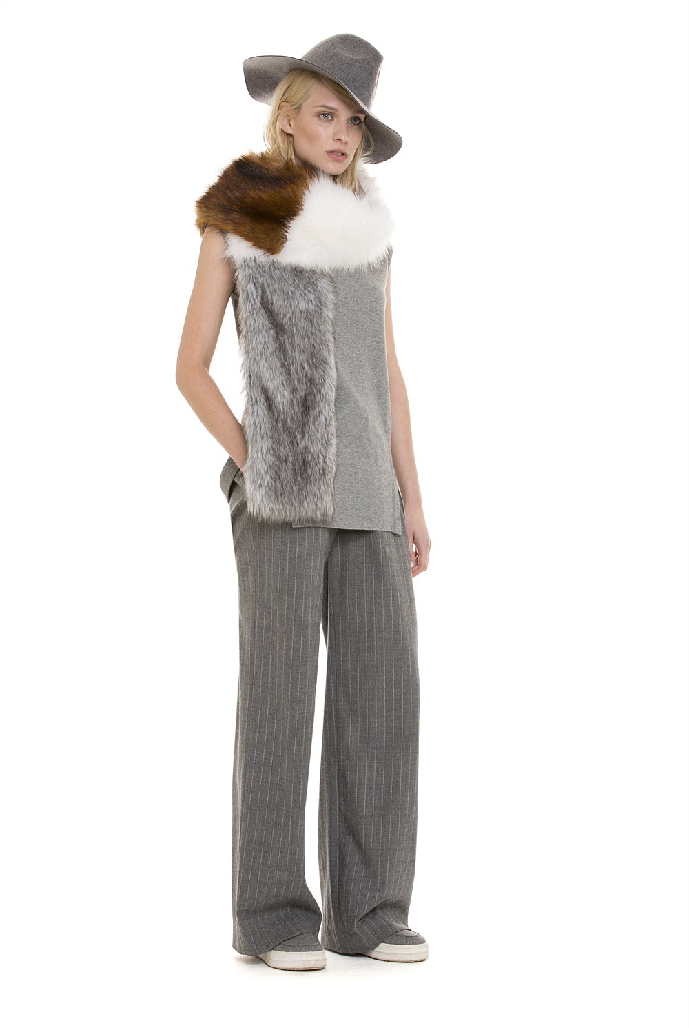 Block Faux Fur Scarf