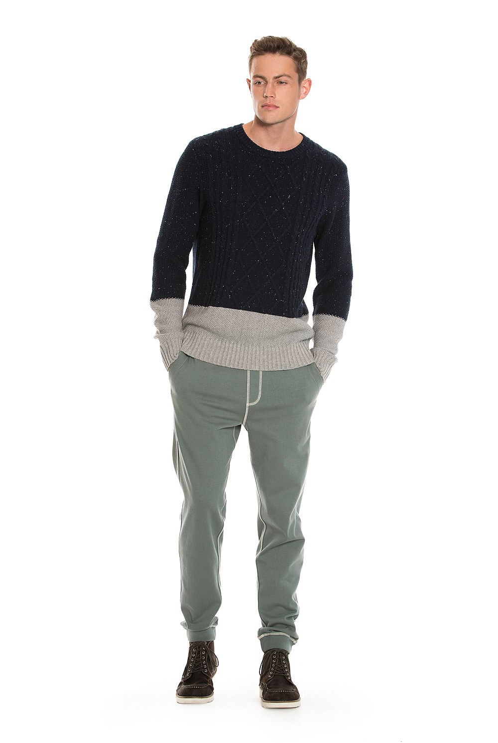 Speckle Cable Crew Knit