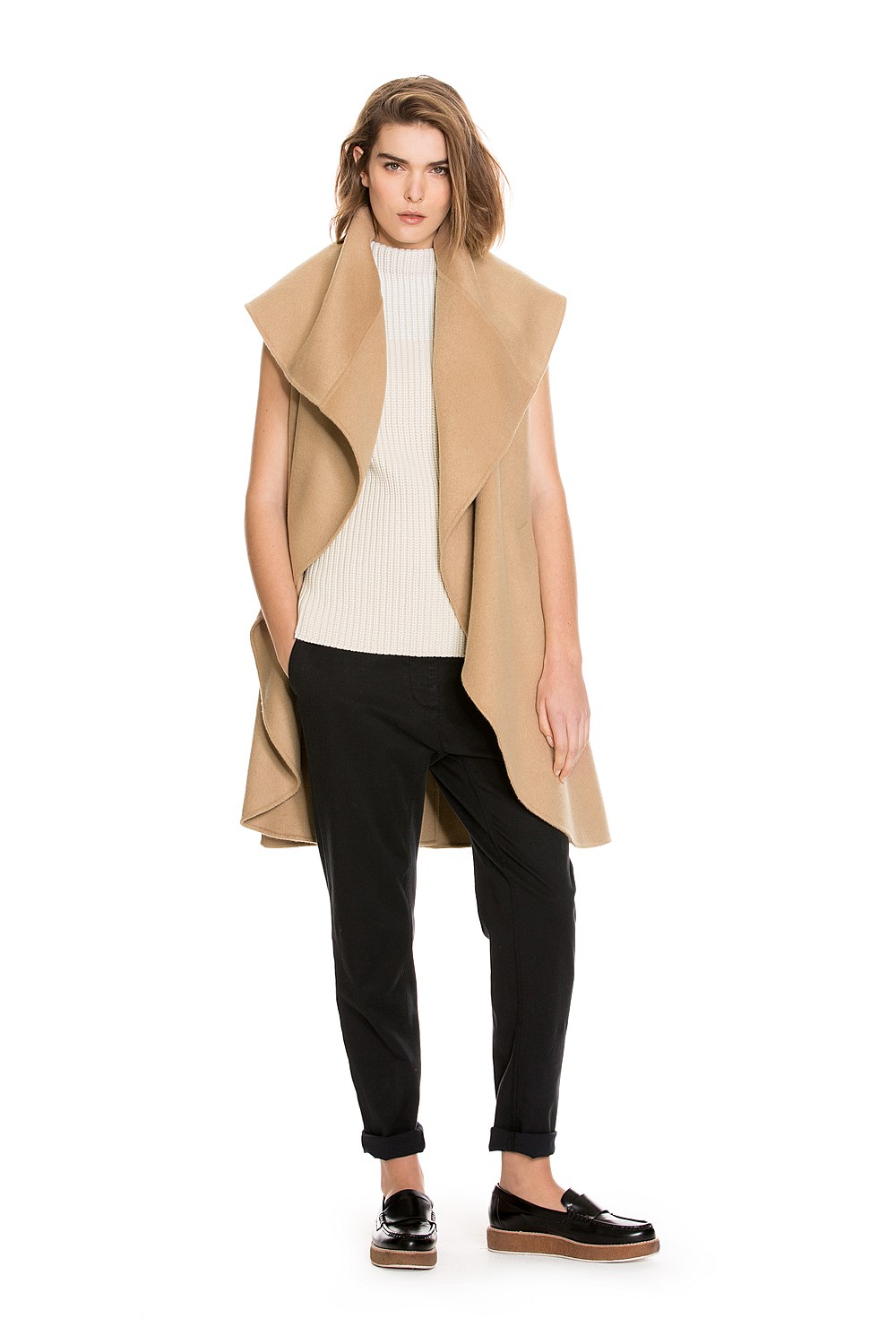 Sleeveless Waterfall Coat