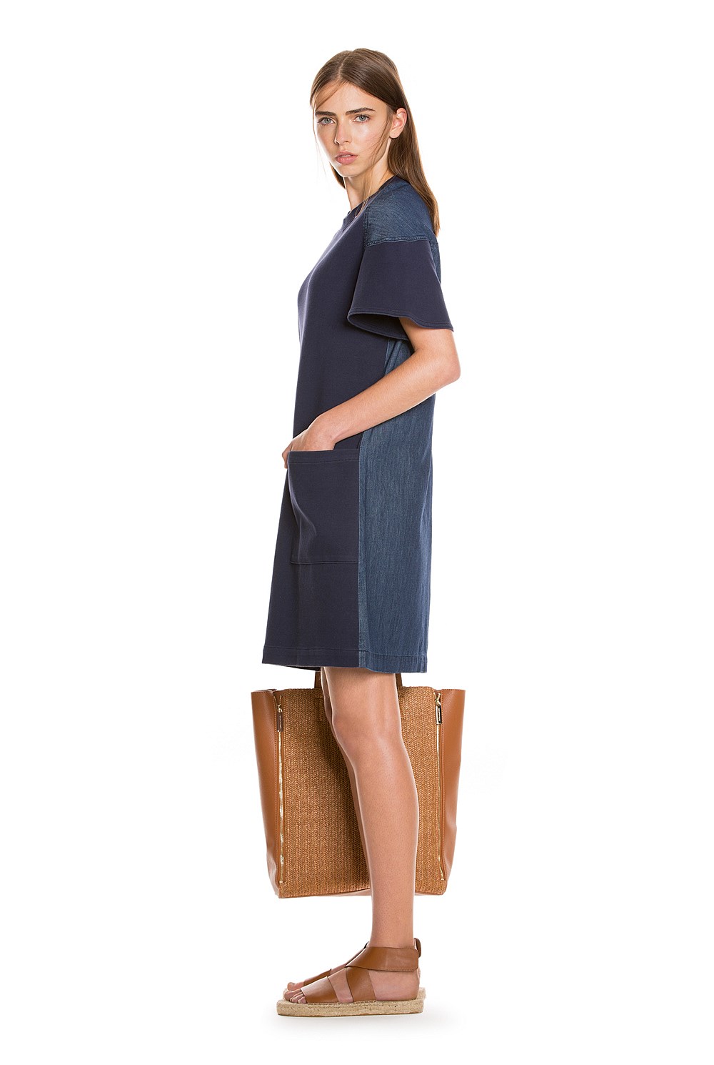 Spliced Denim Dress