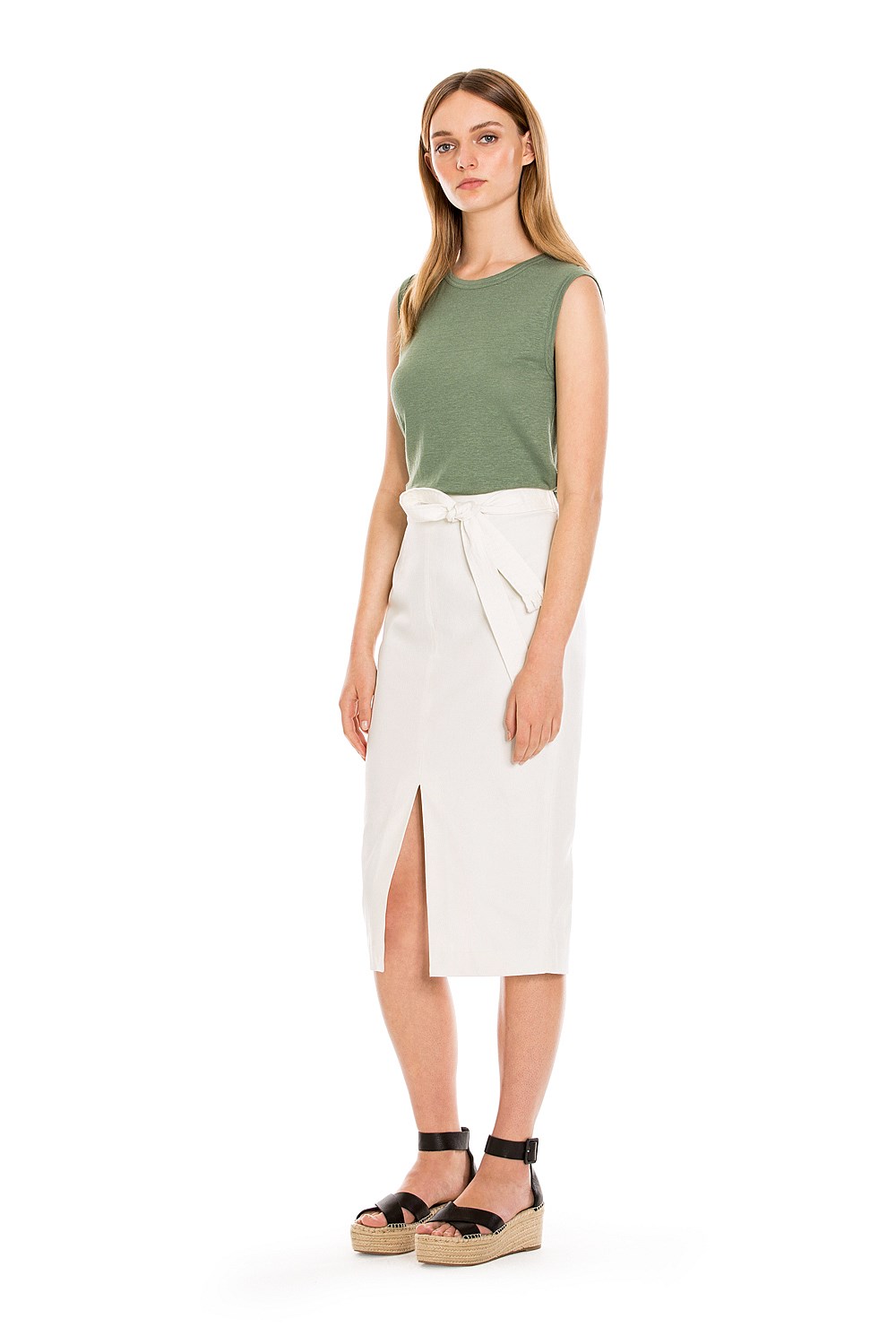 Linen Crew Neck Tank
