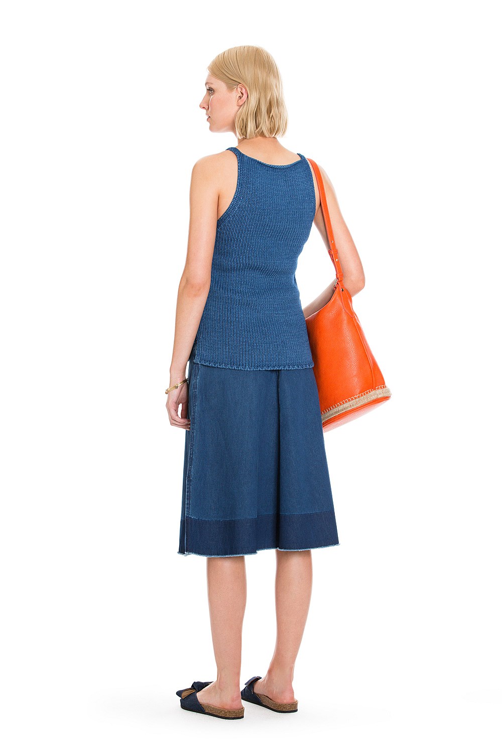 Frayed Denim Full Skirt