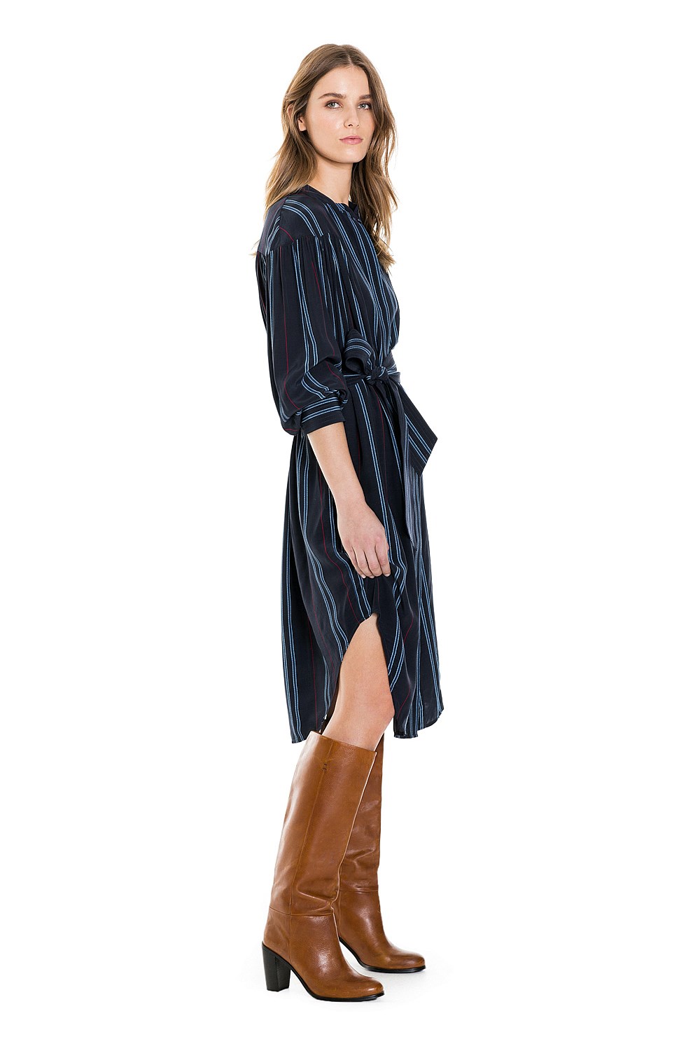 Print Stripe Shirt Dress