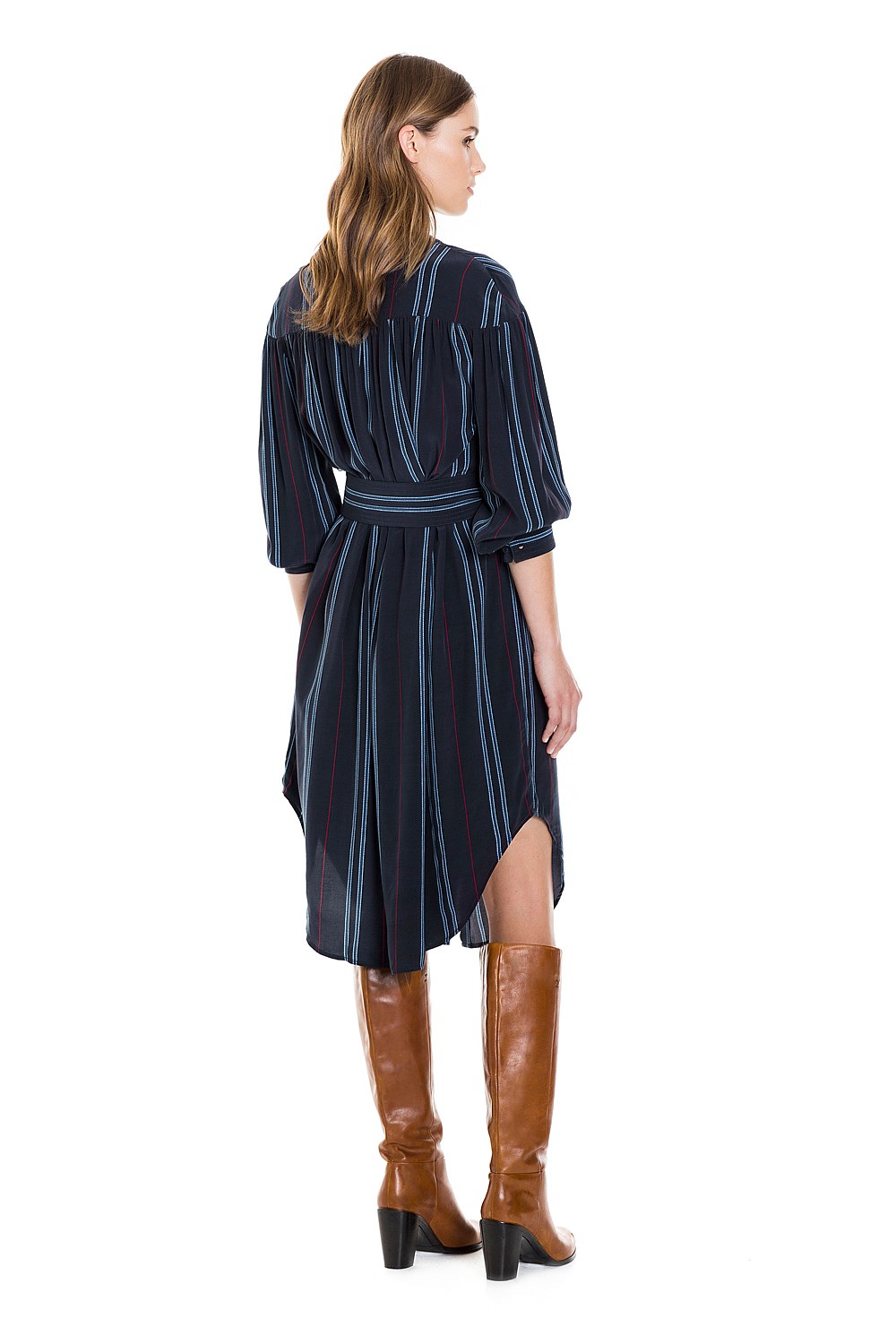 Print Stripe Shirt Dress