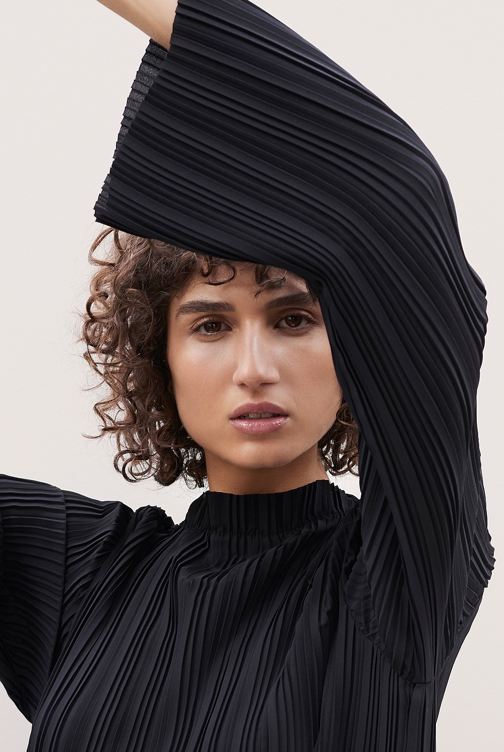 Pleated Fluted Sleeve Top