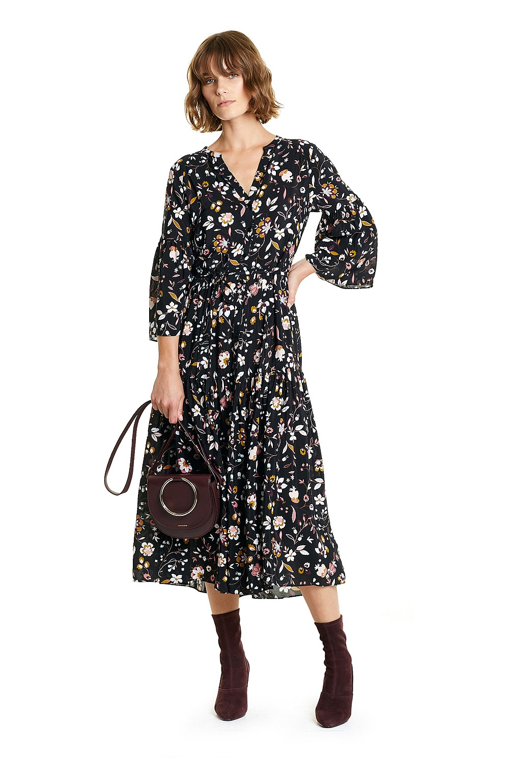 Print Button Through Dress