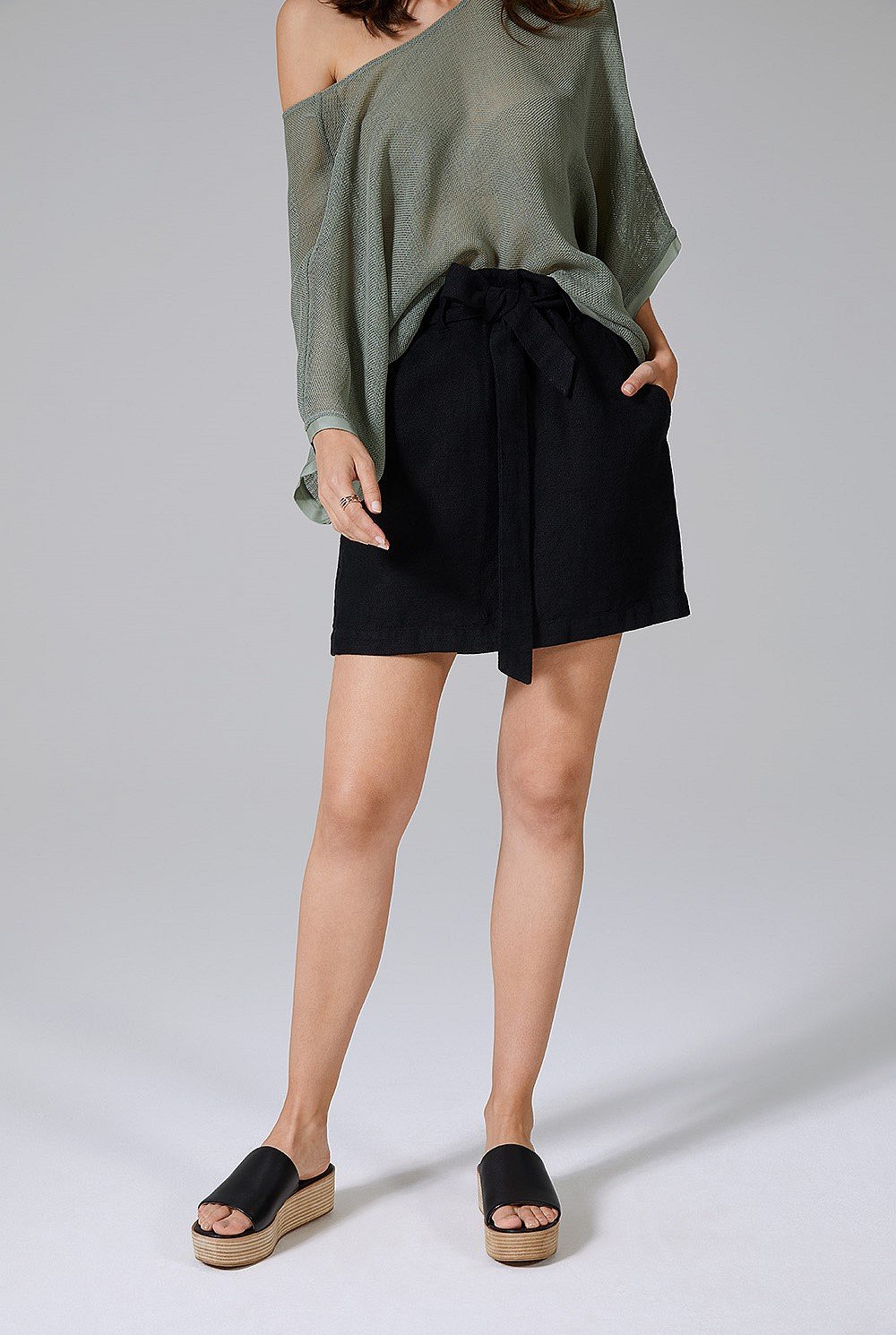 Twill Linen Mini Skirt