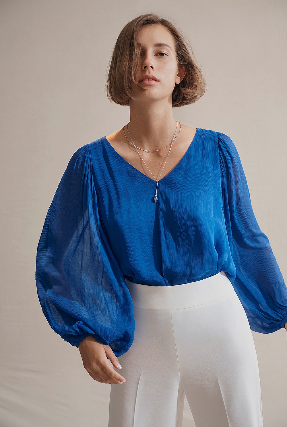 Pleat Sleeve Blouse