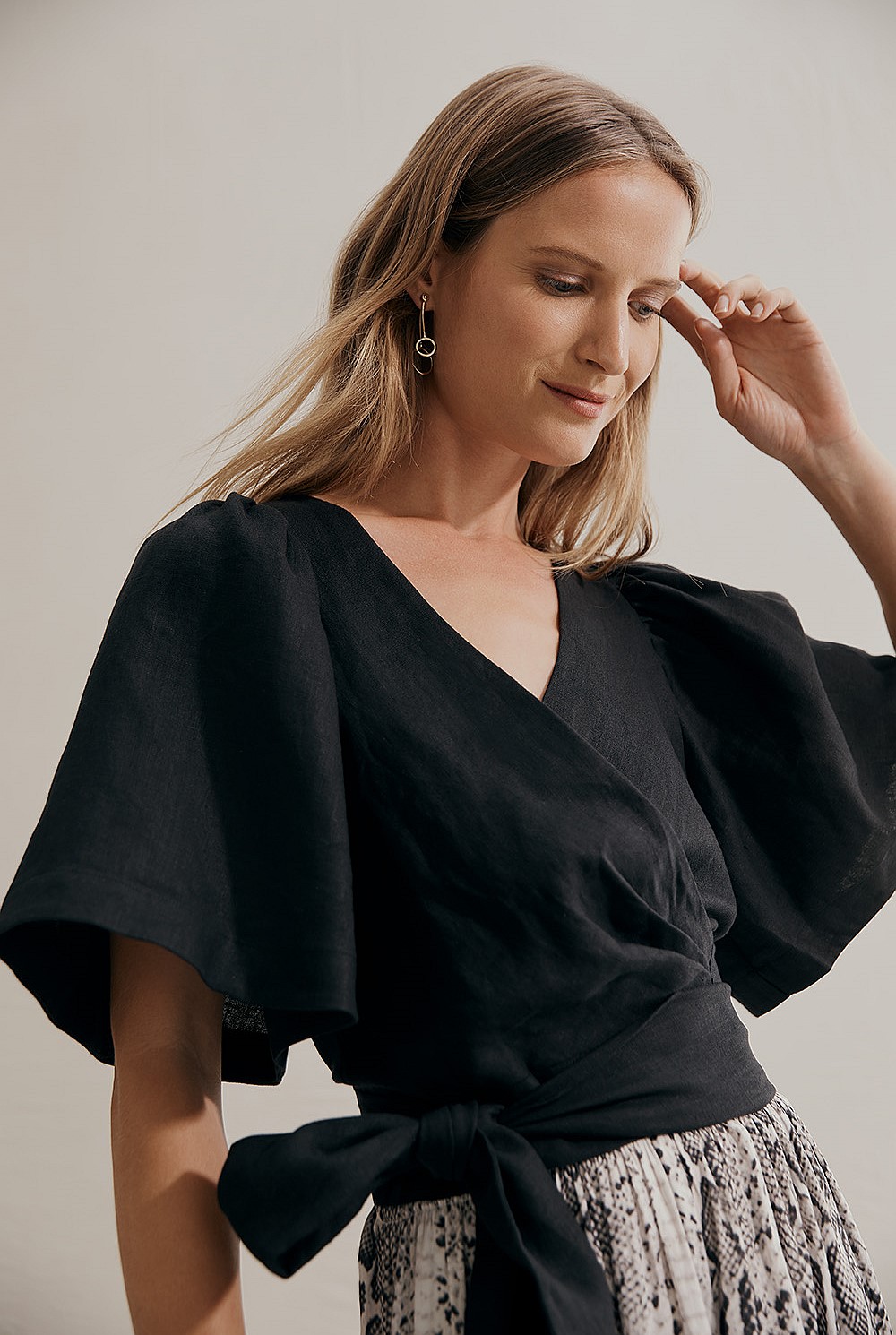 Linen Wrap Top