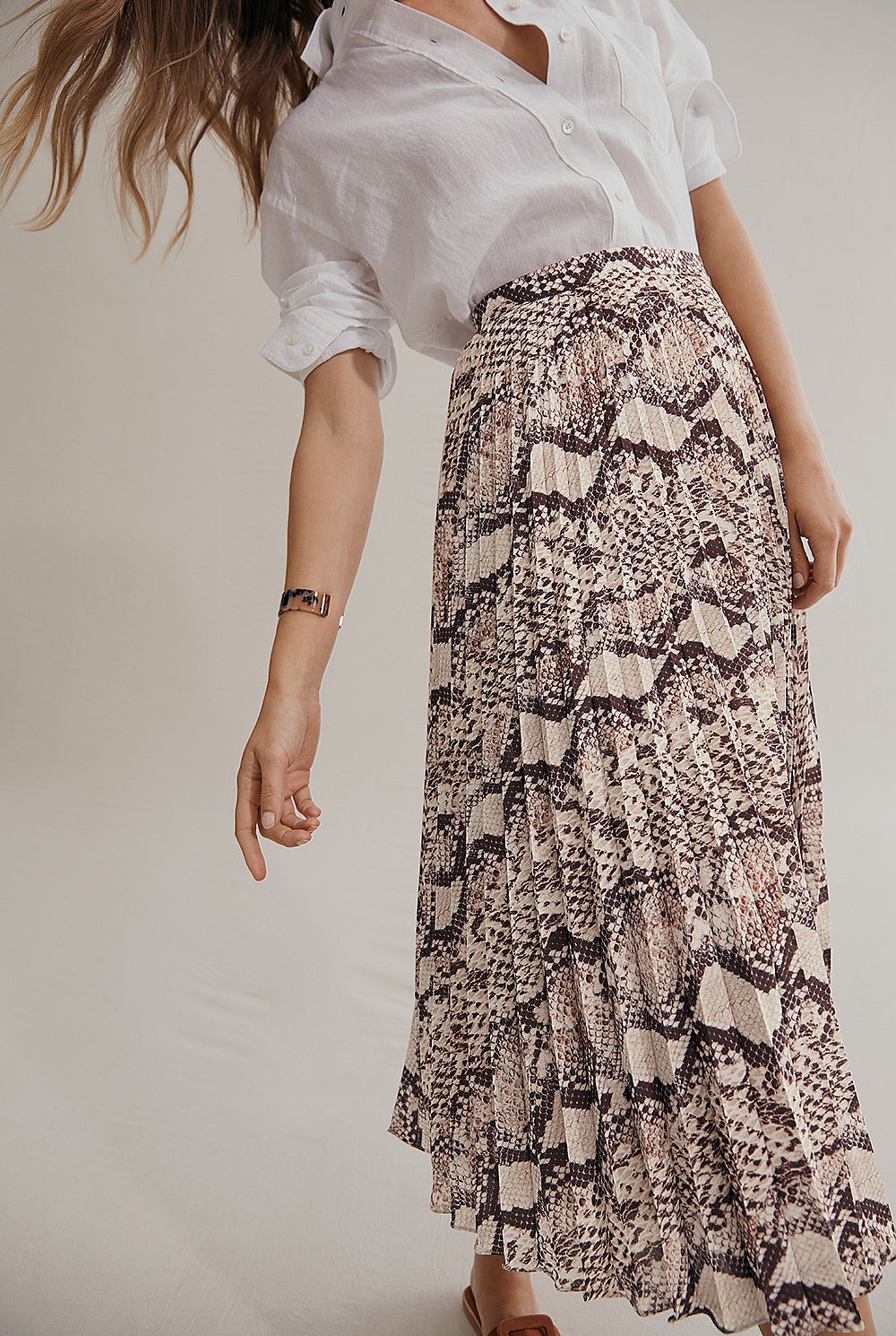 Snake Print Midi Skirt