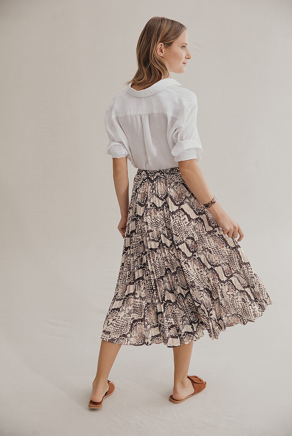 Snake Print Midi Skirt