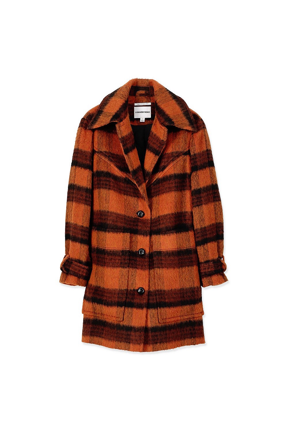 Check Wool Blend Coat