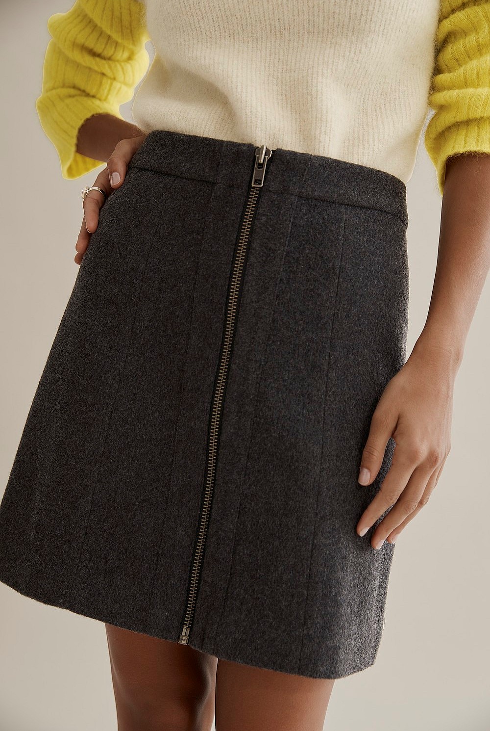 Zip Front Mini Skirt