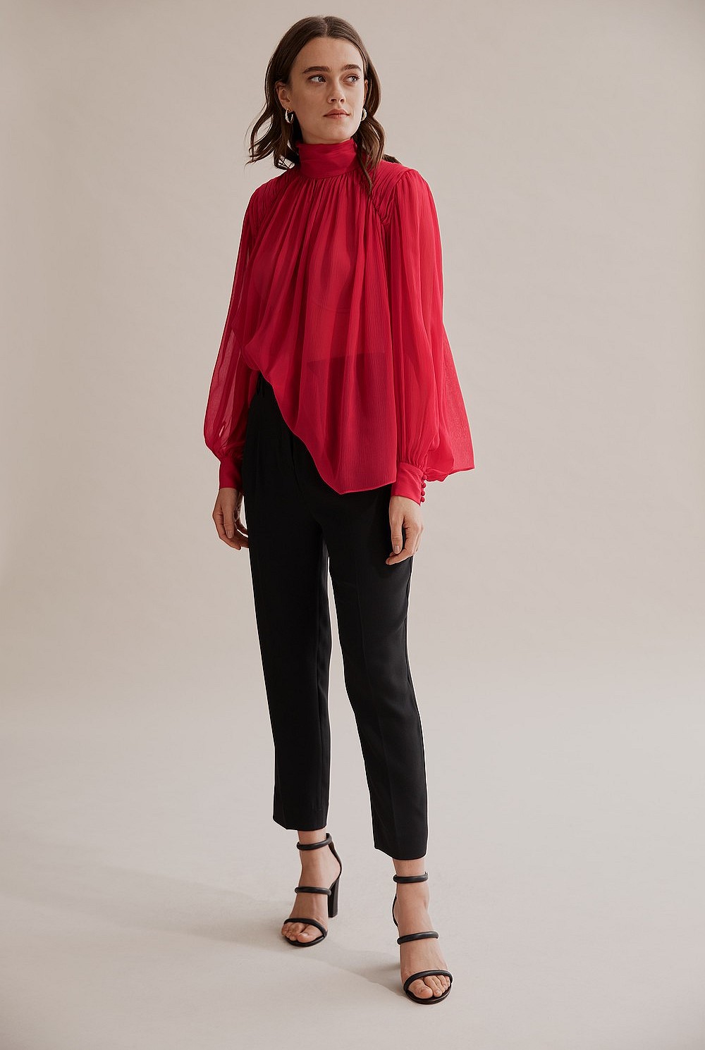 High Neck Silk Blouse