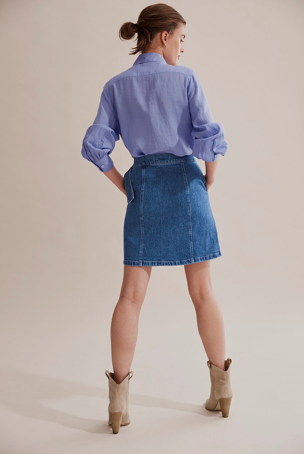 Denim Wrap Mini Skirt