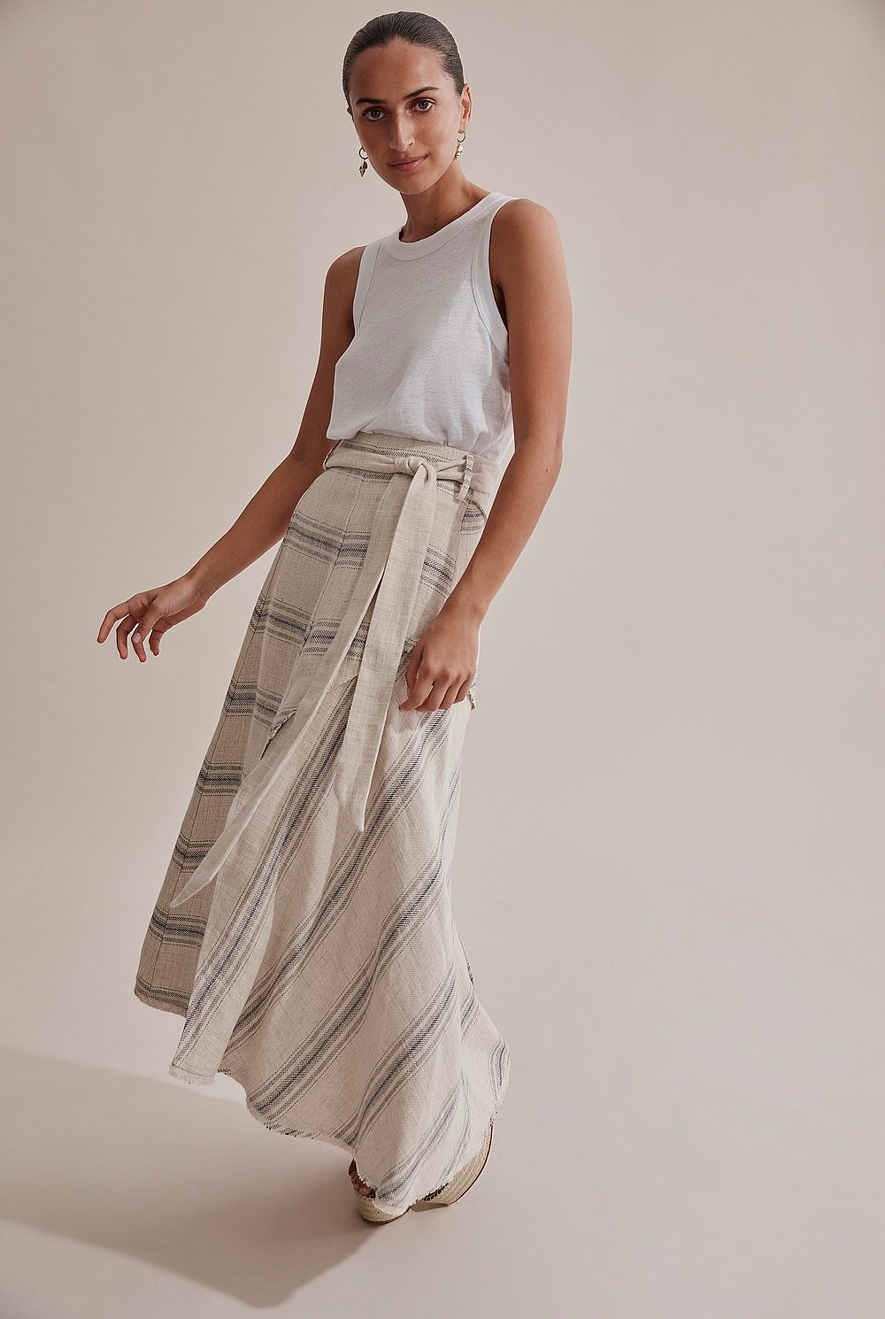 Frayed Midi Skirt