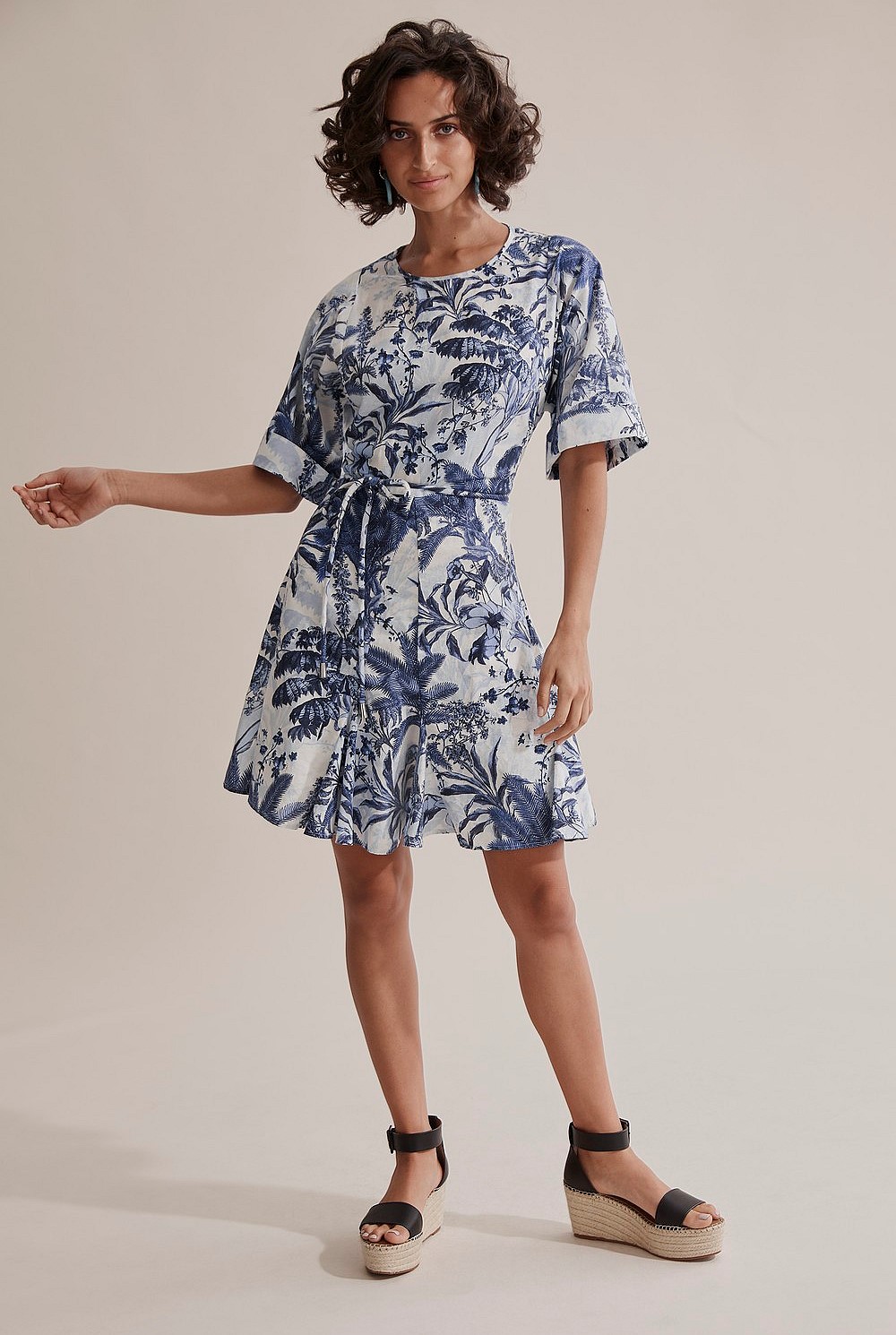 Godet Print Mini Dress