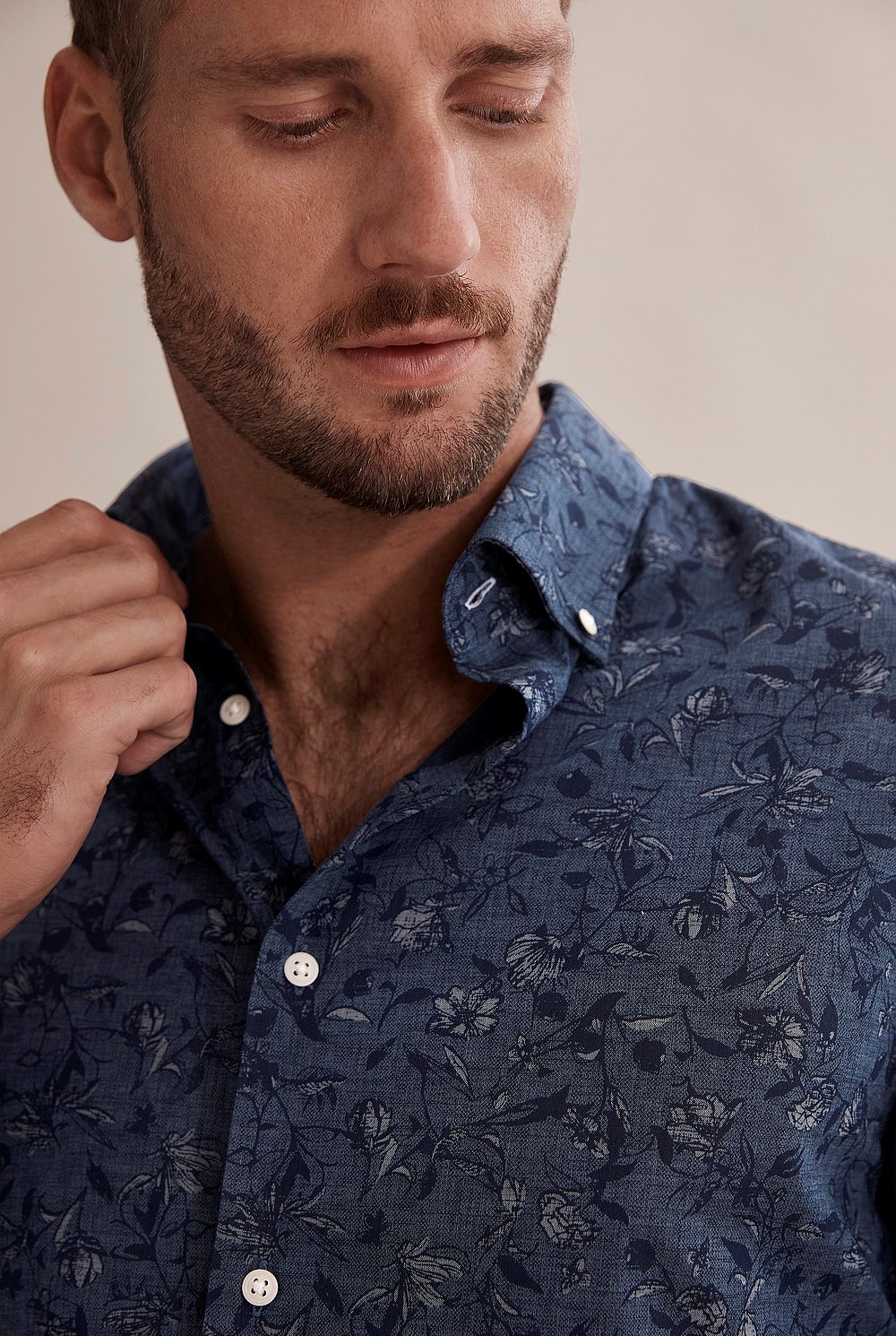 Regular Indigo Floral Shirt