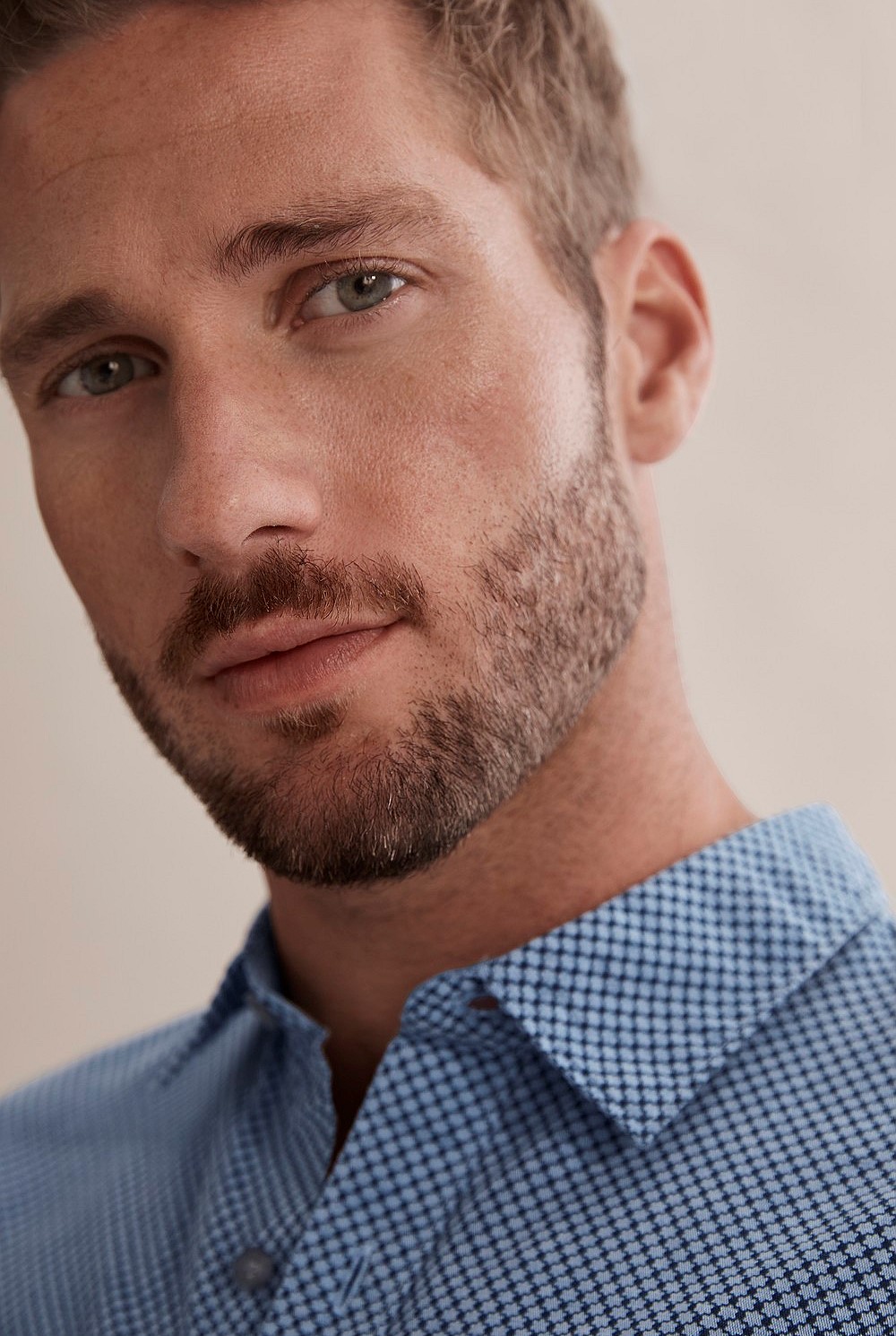 Slim Print Chambray Shirt