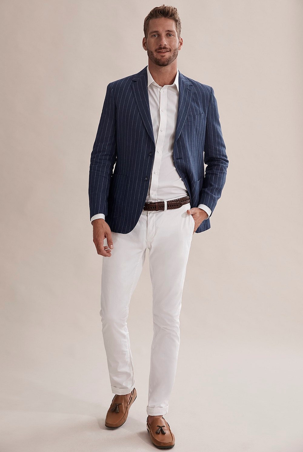 Regular Linen Stripe Blazer