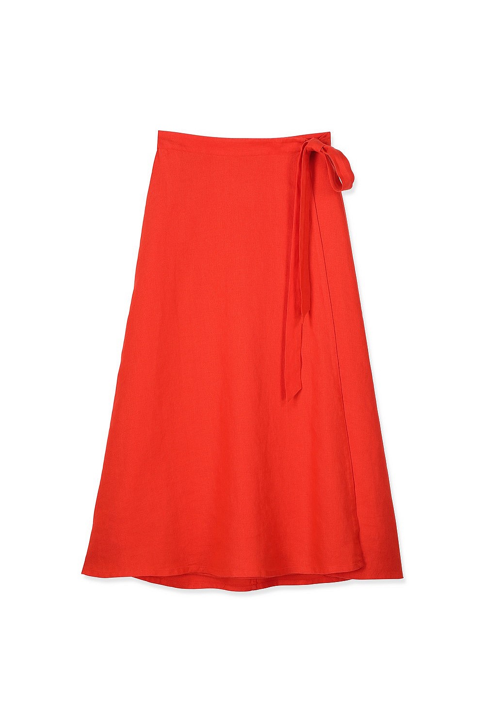 Linen Wrap Midi Skirt